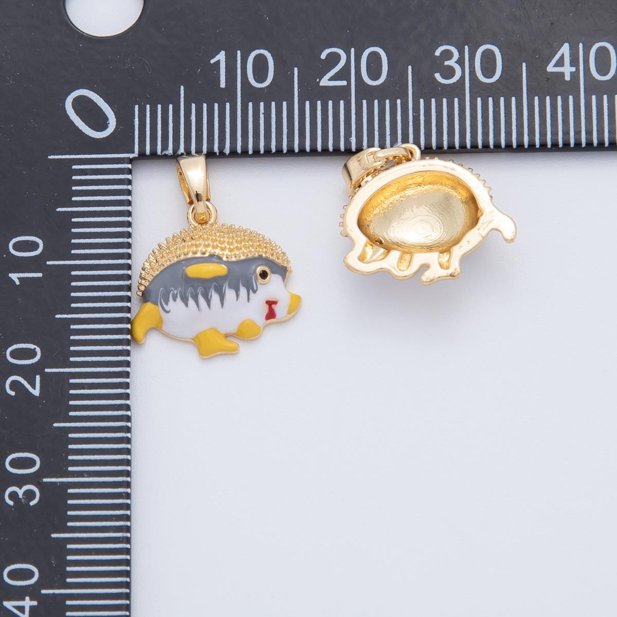 18K Gold Filled Hedgehog Porcupine Enamel Animal Pendant | AH764