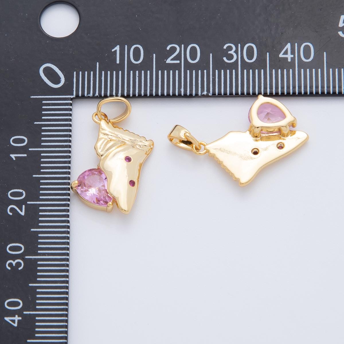 18K Gold Filled Pink CZ Snack Packet Charm | AH767