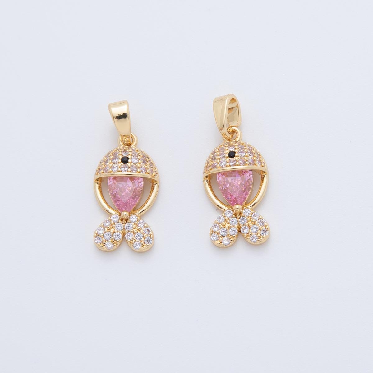 18K Gold Filled Pink Micro Paved CZ Fish Pendant | AH769