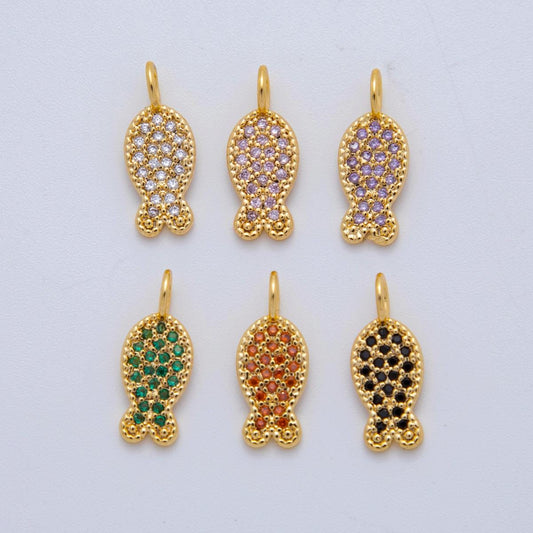 Micro Hoops Dangle Charm 18k Gold Filled Fish Charm with Large Loop for Everyday Charm DIY Earring Jewelry Making Supply AF-730