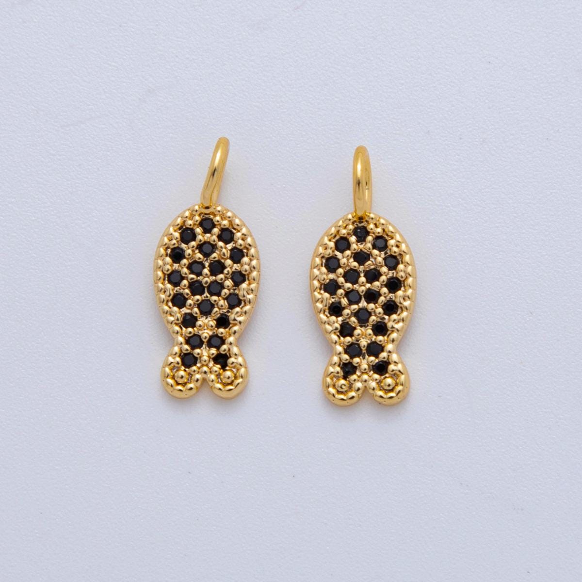 Micro Hoops Dangle Charm 18k Gold Filled Fish Charm with Large Loop for Everyday Charm DIY Earring Jewelry Making Supply AF-730