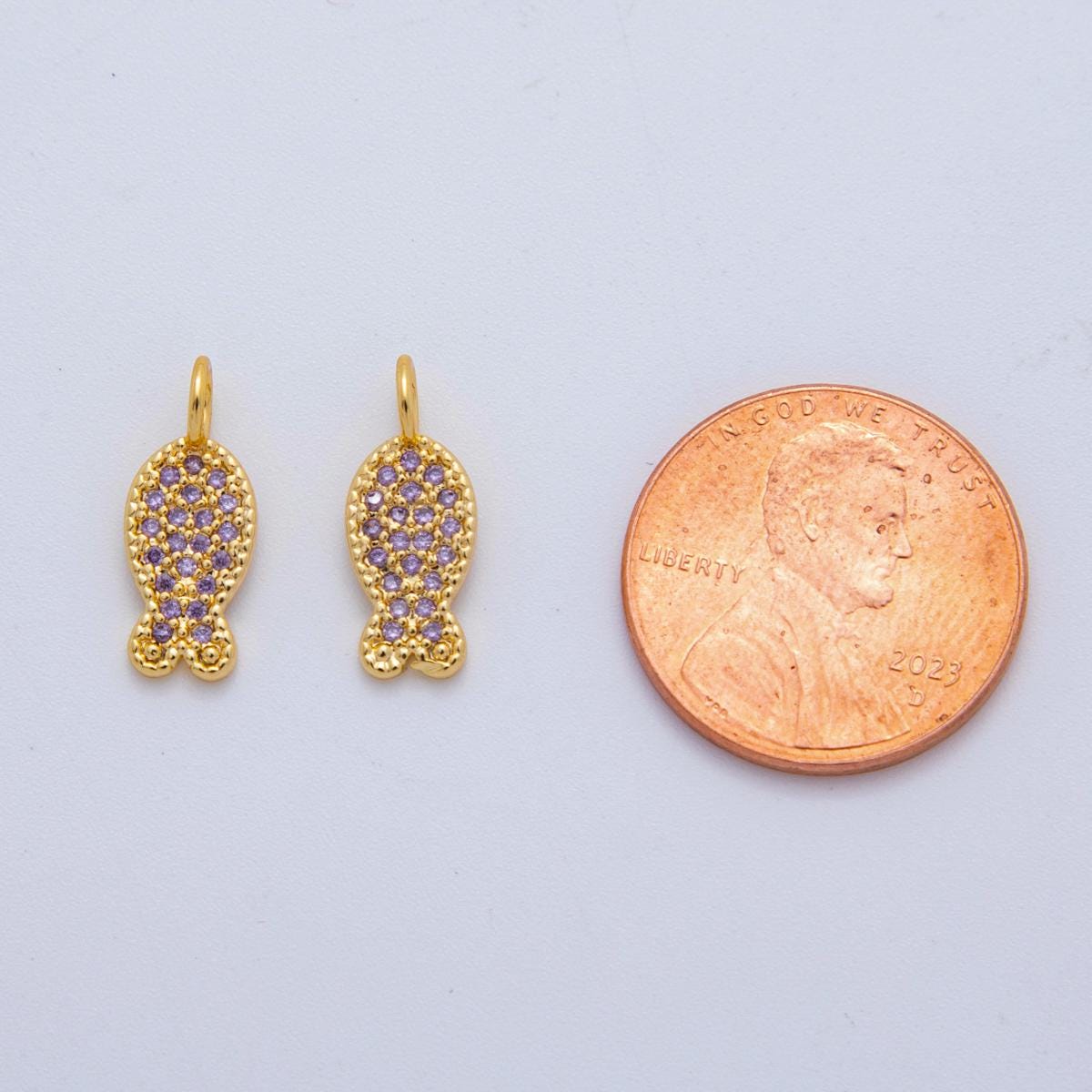 Micro Hoops Dangle Charm 18k Gold Filled Fish Charm with Large Loop for Everyday Charm DIY Earring Jewelry Making Supply AF-730