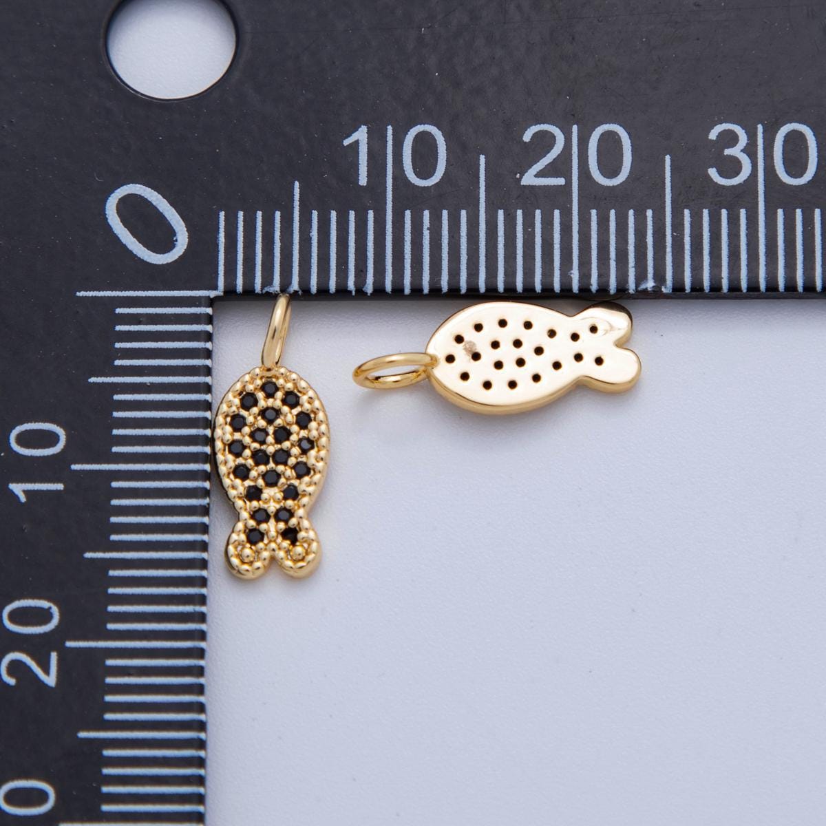 Micro Hoops Dangle Charm 18k Gold Filled Fish Charm with Large Loop for Everyday Charm DIY Earring Jewelry Making Supply AF-730