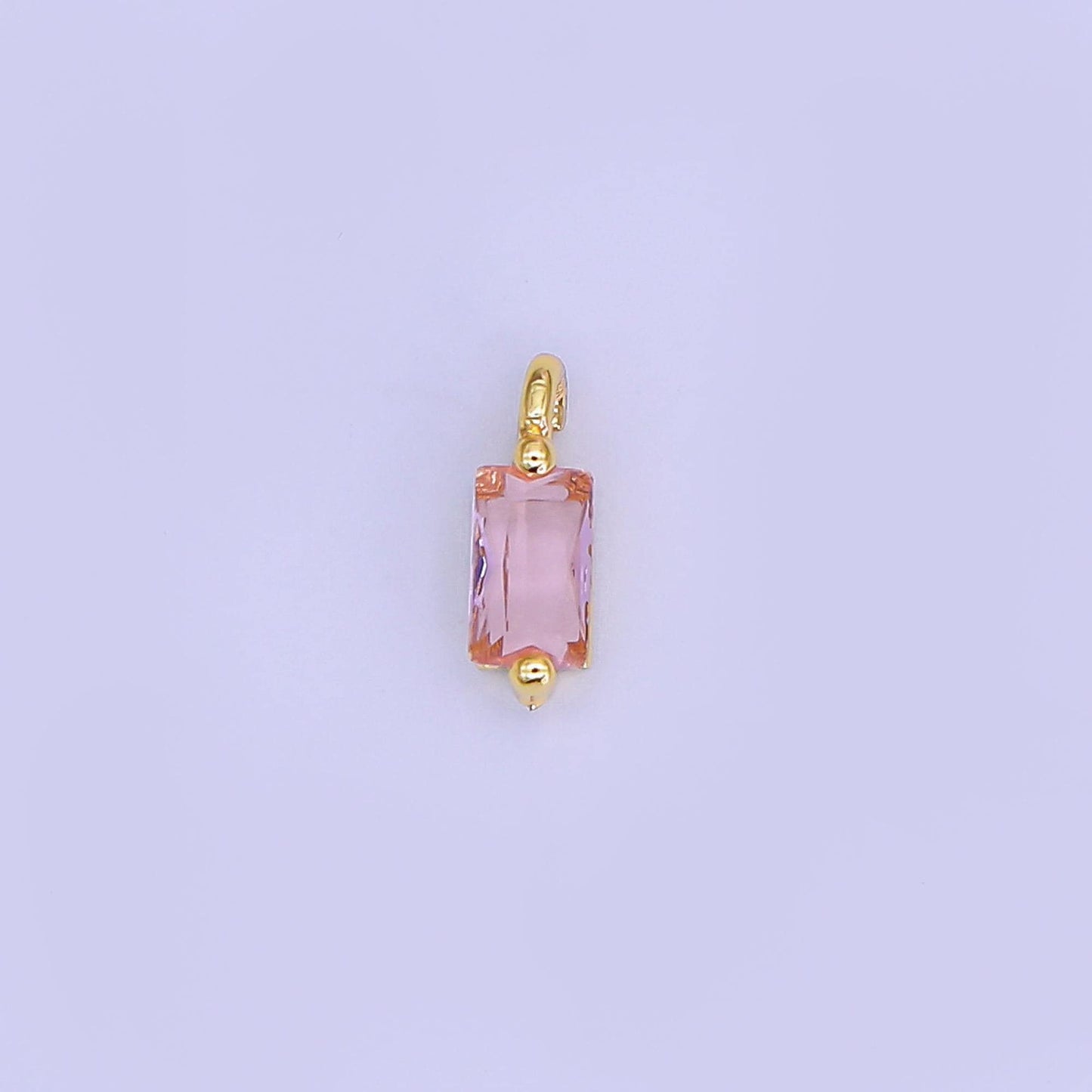 Mini Pink Red CZ emerald cut charm cz gold filled set with cubic zirconia accent for bracelet necklace earring jewelry making E322