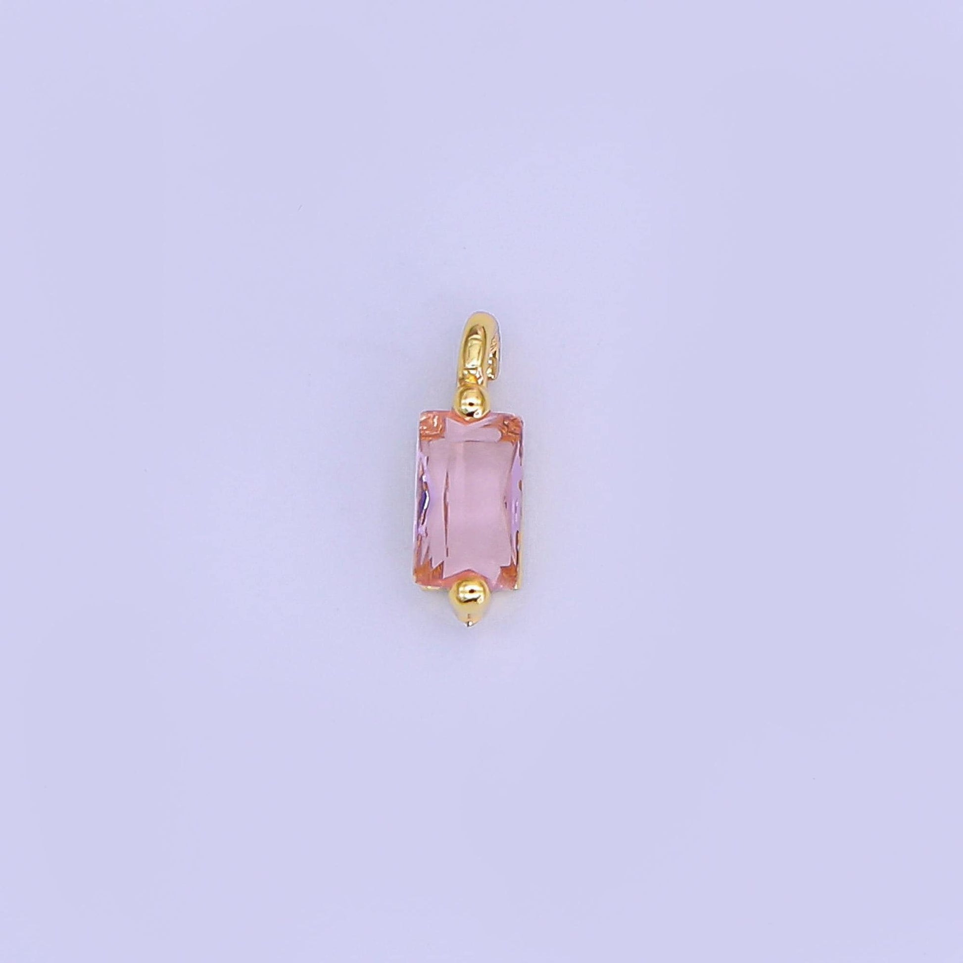Mini Pink Red CZ emerald cut charm cz gold filled set with cubic zirconia accent for bracelet necklace earring jewelry making E322