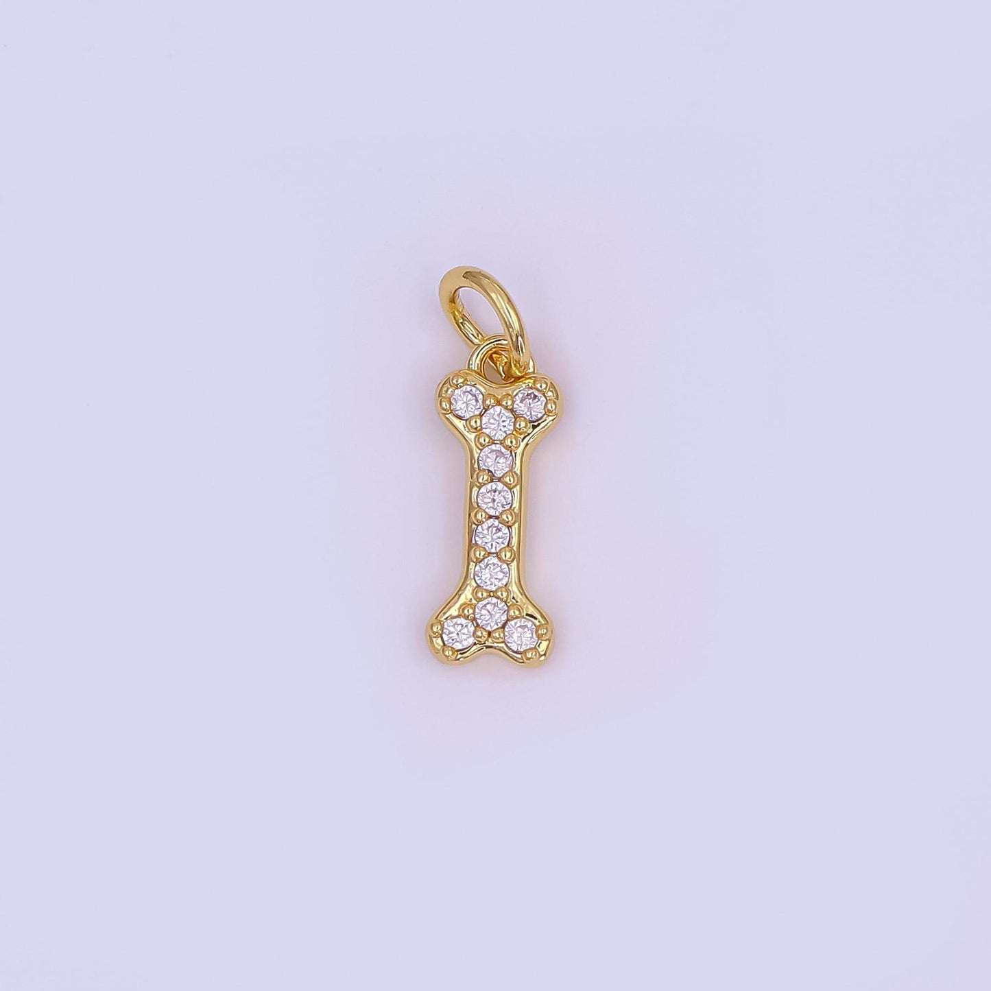 Tiny Micro pave Dog bone charm in 24k gold filled for bracelet necklace earring charm supply N-978