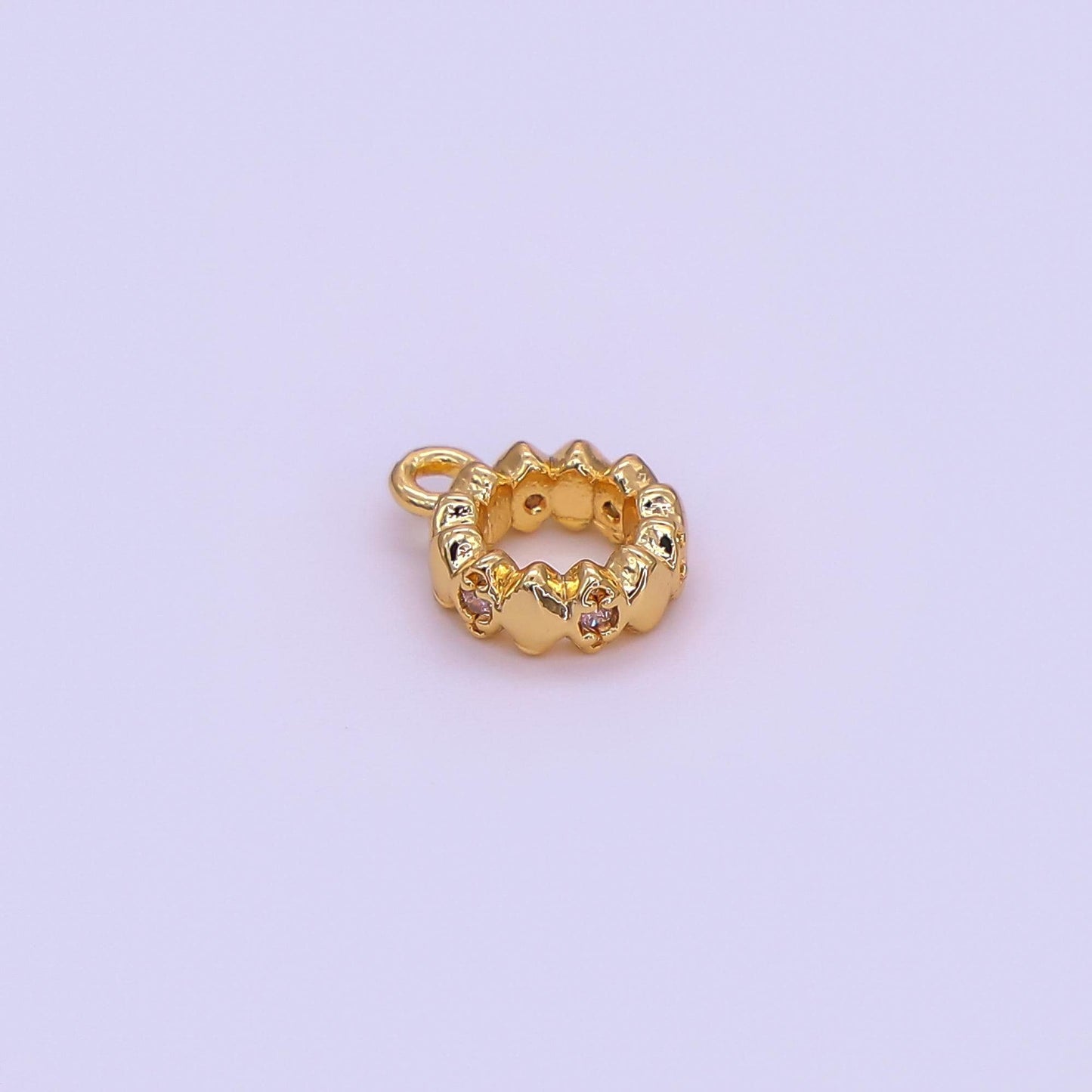 Mini CZ Gold Bail Charm Holder Spacer with Loop Square Bead Spacer 75 mm with Closed Link for Cord Slider Bails Spacer Ring 2-772