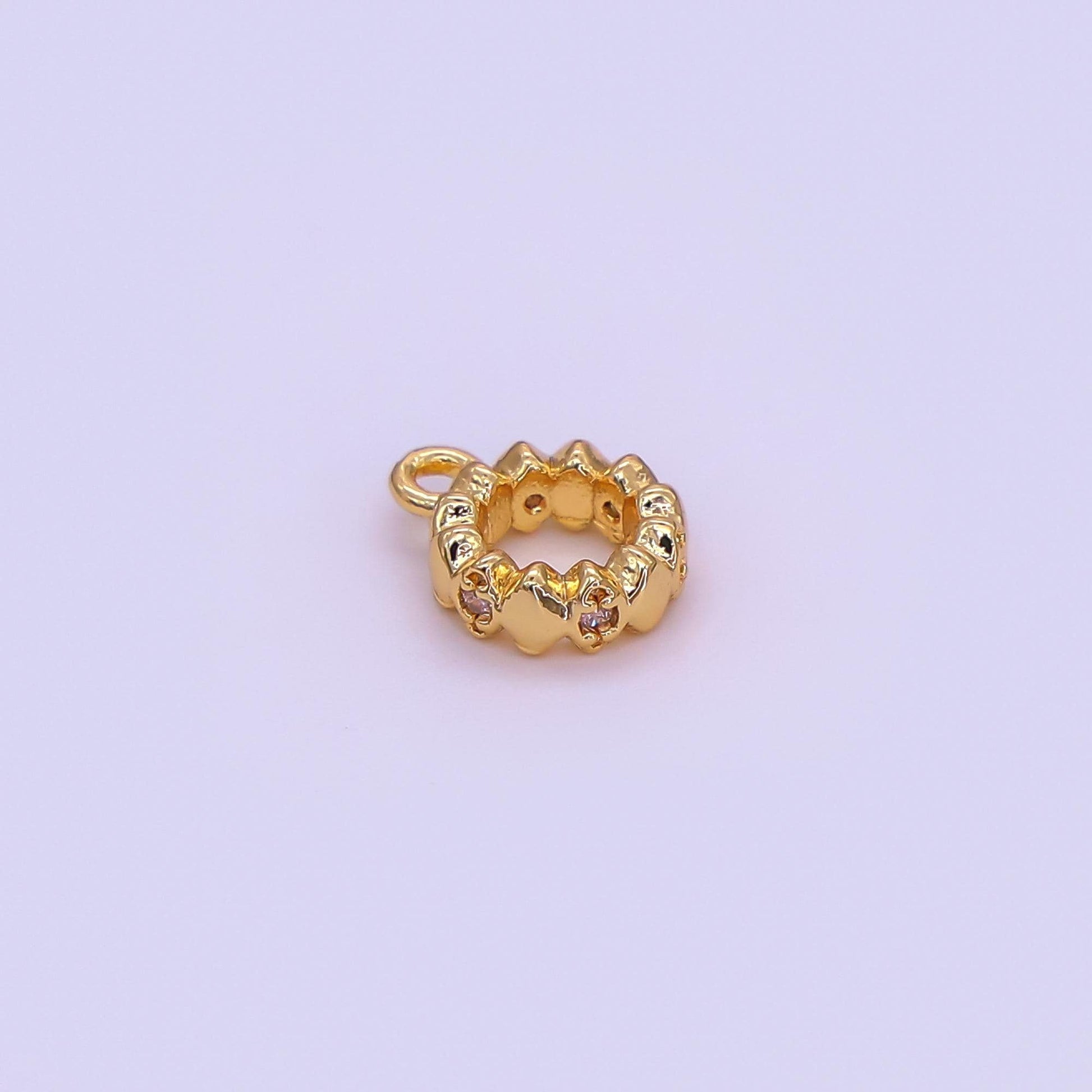 Mini CZ Gold Bail Charm Holder Spacer with Loop Square Bead Spacer 75 mm with Closed Link for Cord Slider Bails Spacer Ring 2-772