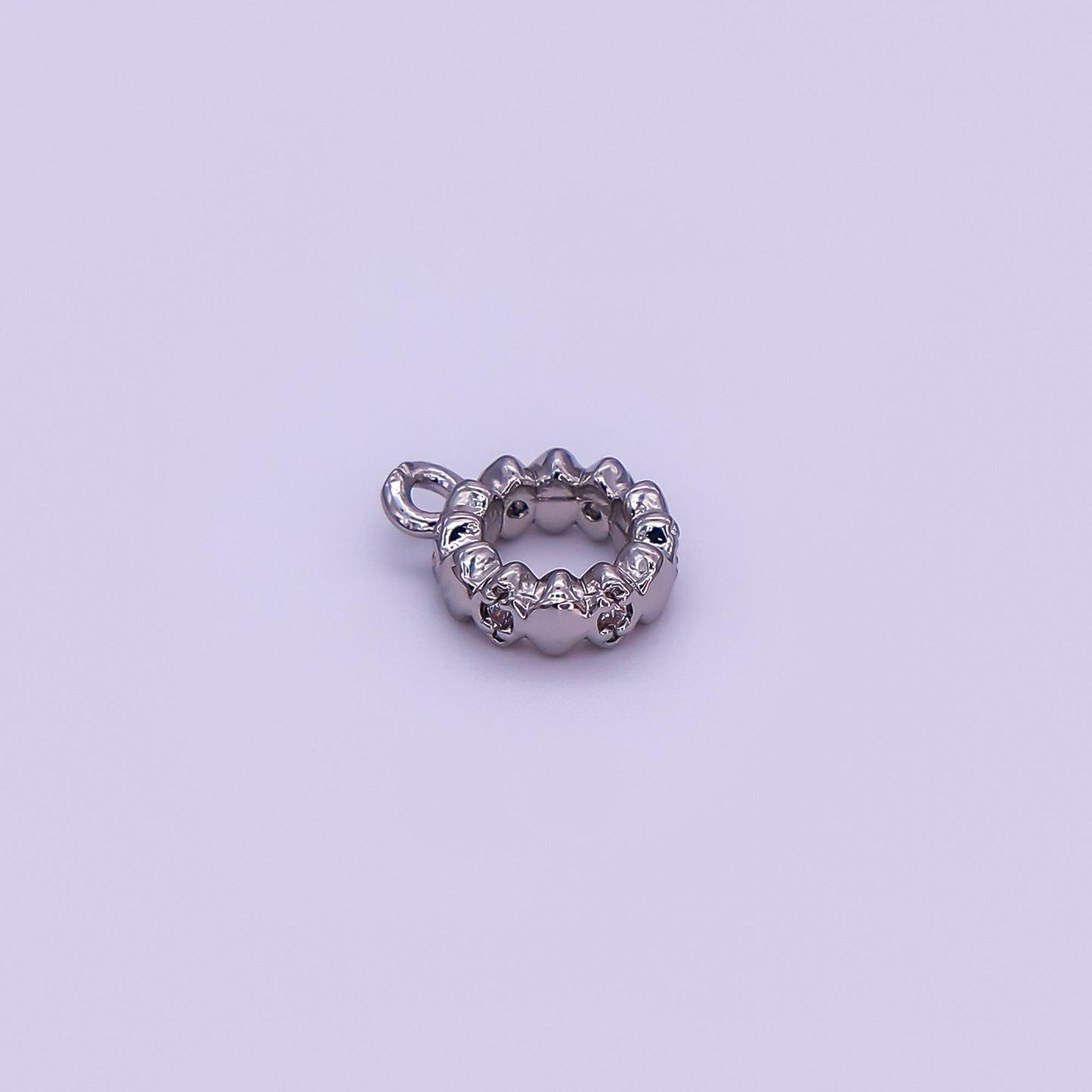 Mini CZ Gold Bail Charm Holder Spacer with Loop Square Bead Spacer 75 mm with Closed Link for Cord Slider Bails Spacer Ring 2-772