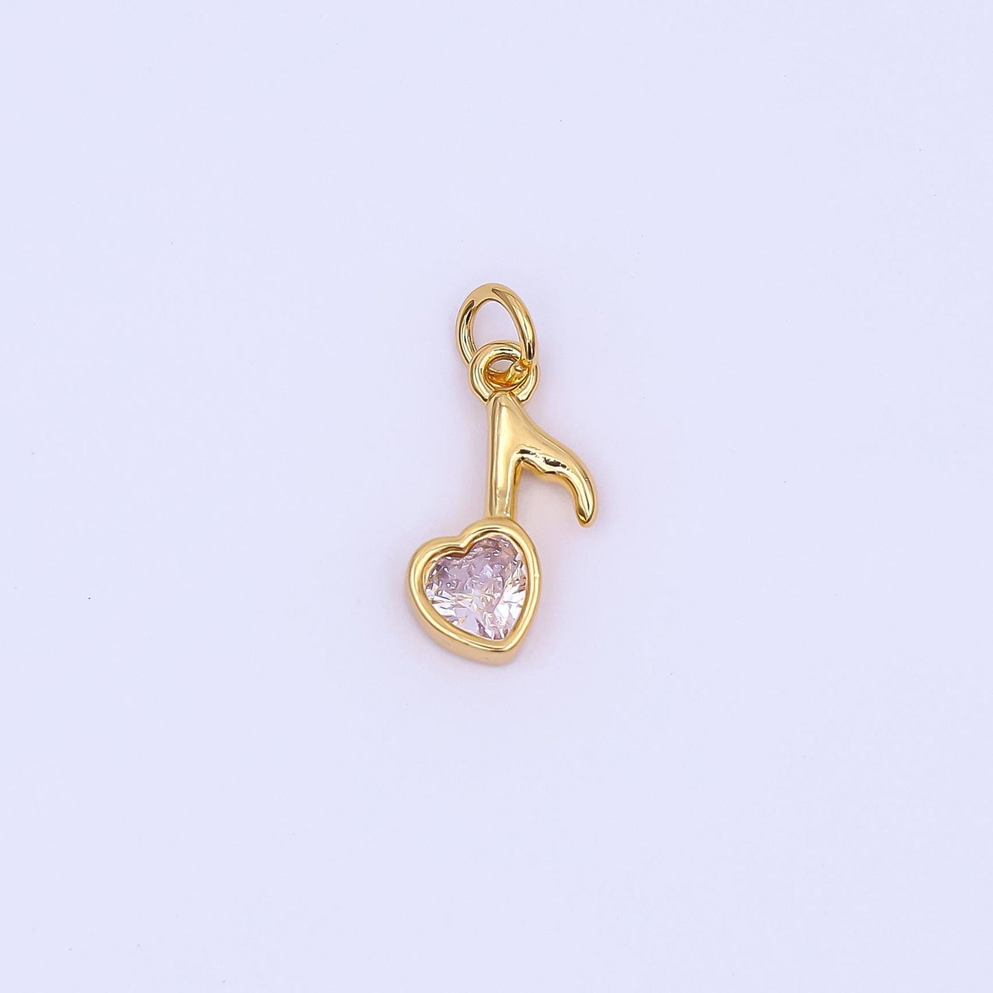 Mini Musical Eighth Note Artist Singer Music Charm Pendant in 24k Gold  Micro Pave Heart Notes Charm N-784