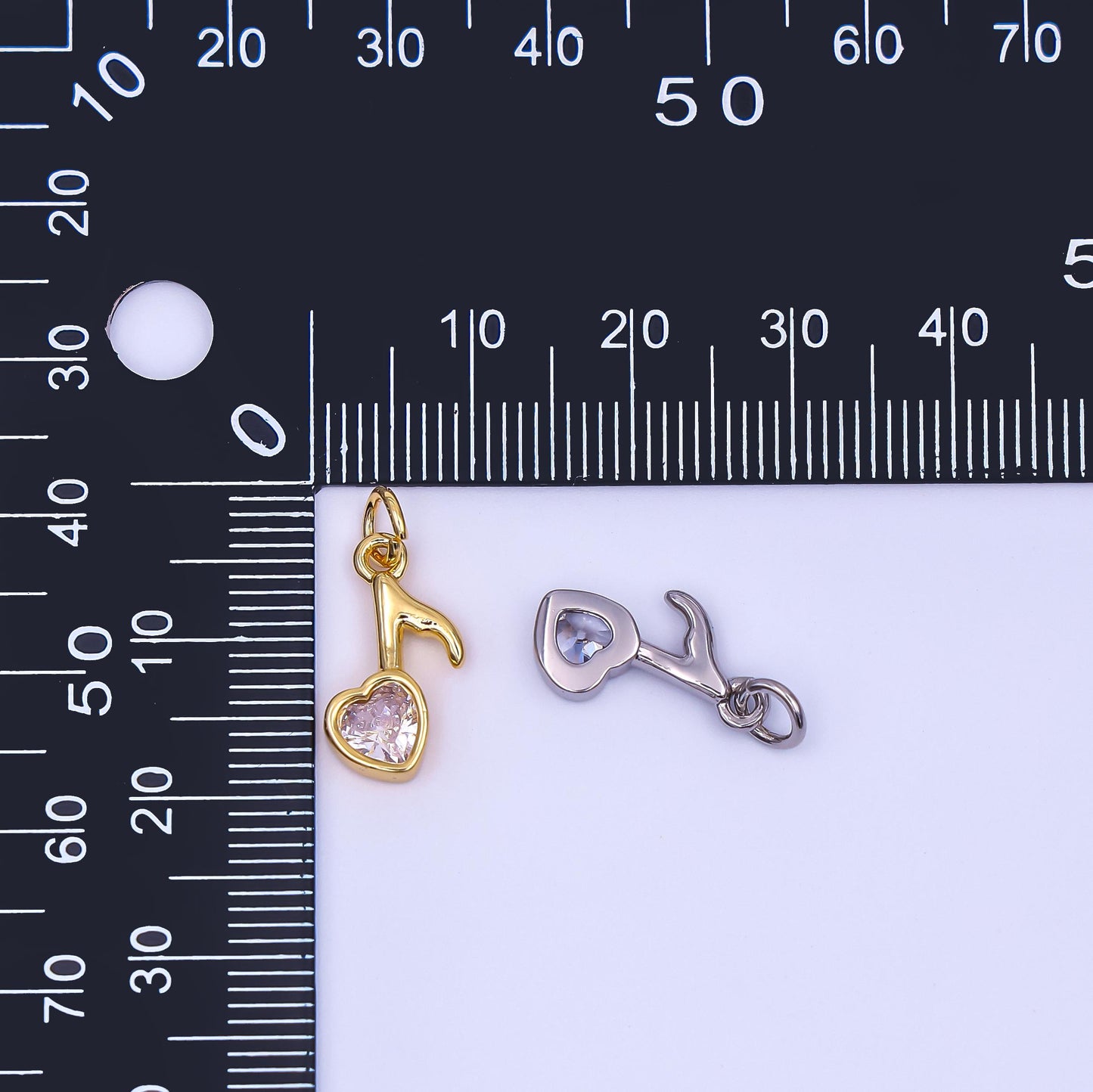 Mini Musical Eighth Note Artist Singer Music Charm Pendant in 24k Gold  Micro Pave Heart Notes Charm N-784