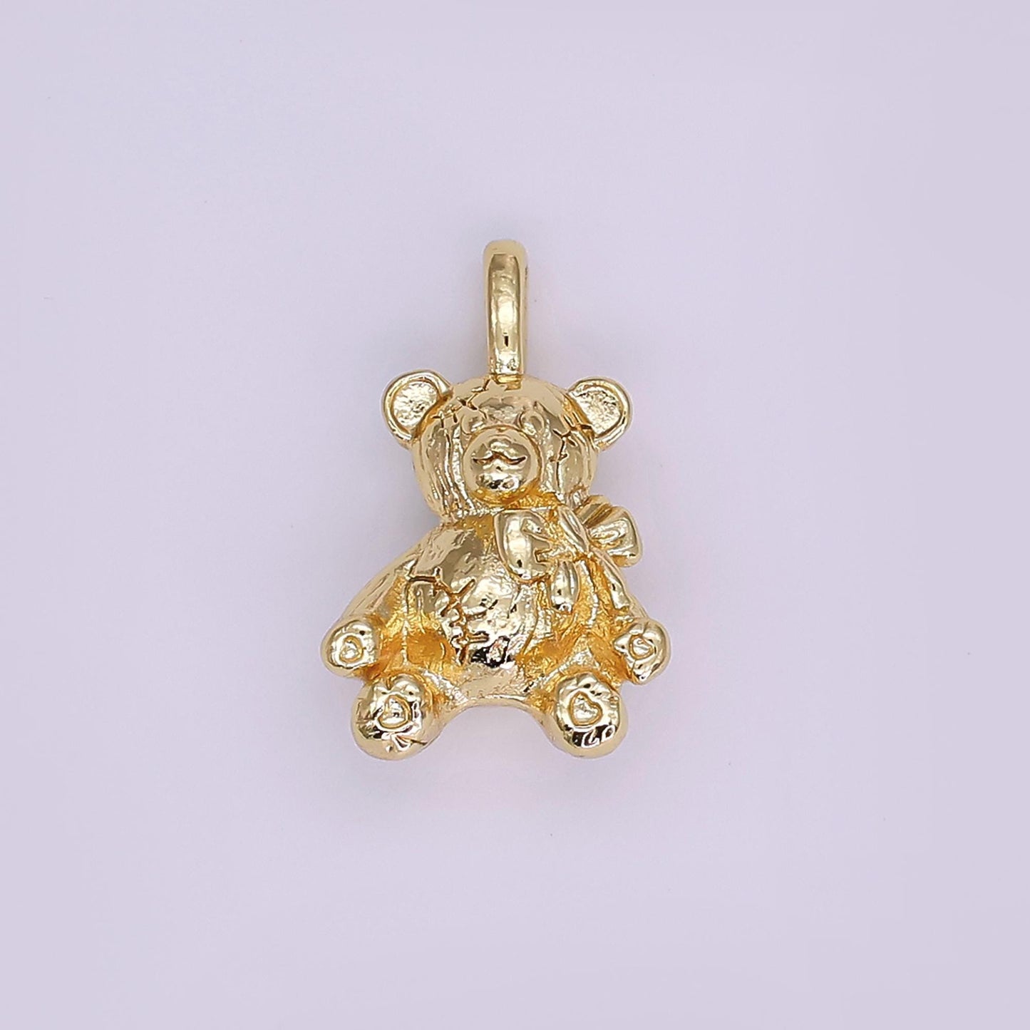 24k gold filled teddy bear pendant kids stuff animal add-on charm in gold for bracelet necklace charm bar supply | w215