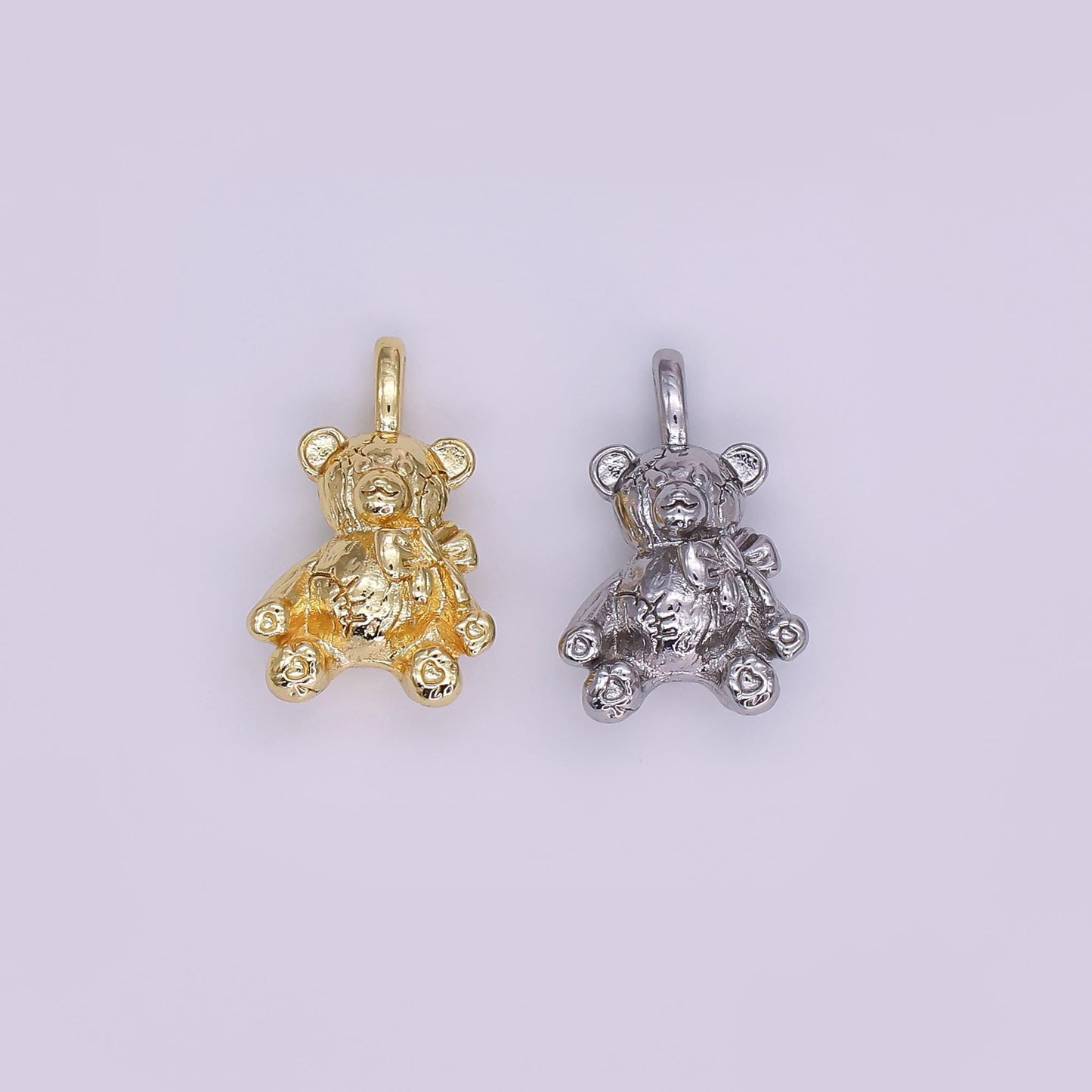 24k gold filled teddy bear pendant kids stuff animal add-on charm in gold for bracelet necklace charm bar supply | w215
