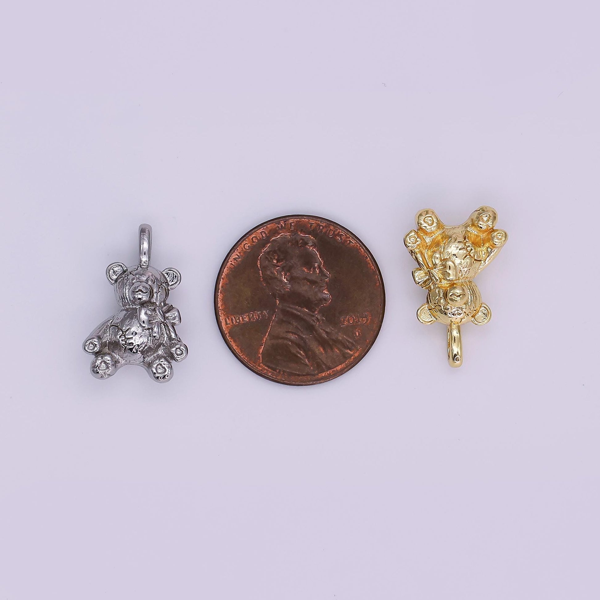 24k gold filled teddy bear pendant kids stuff animal add-on charm in gold for bracelet necklace charm bar supply | w215