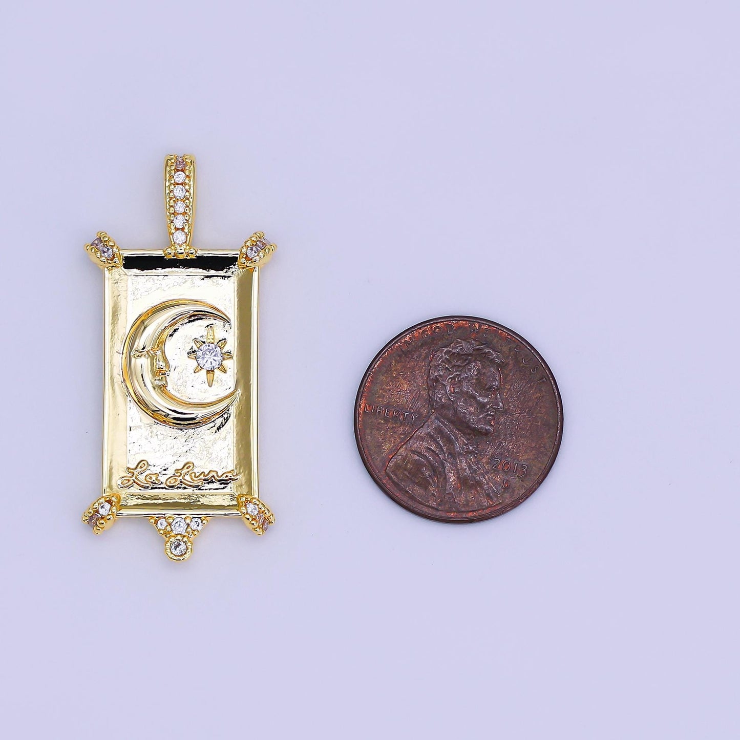 24K Gold Filled Celestial La Luna Charm Loteria Card Pendant for Necklace Bracelet Supply Jewelry Making AH-404
