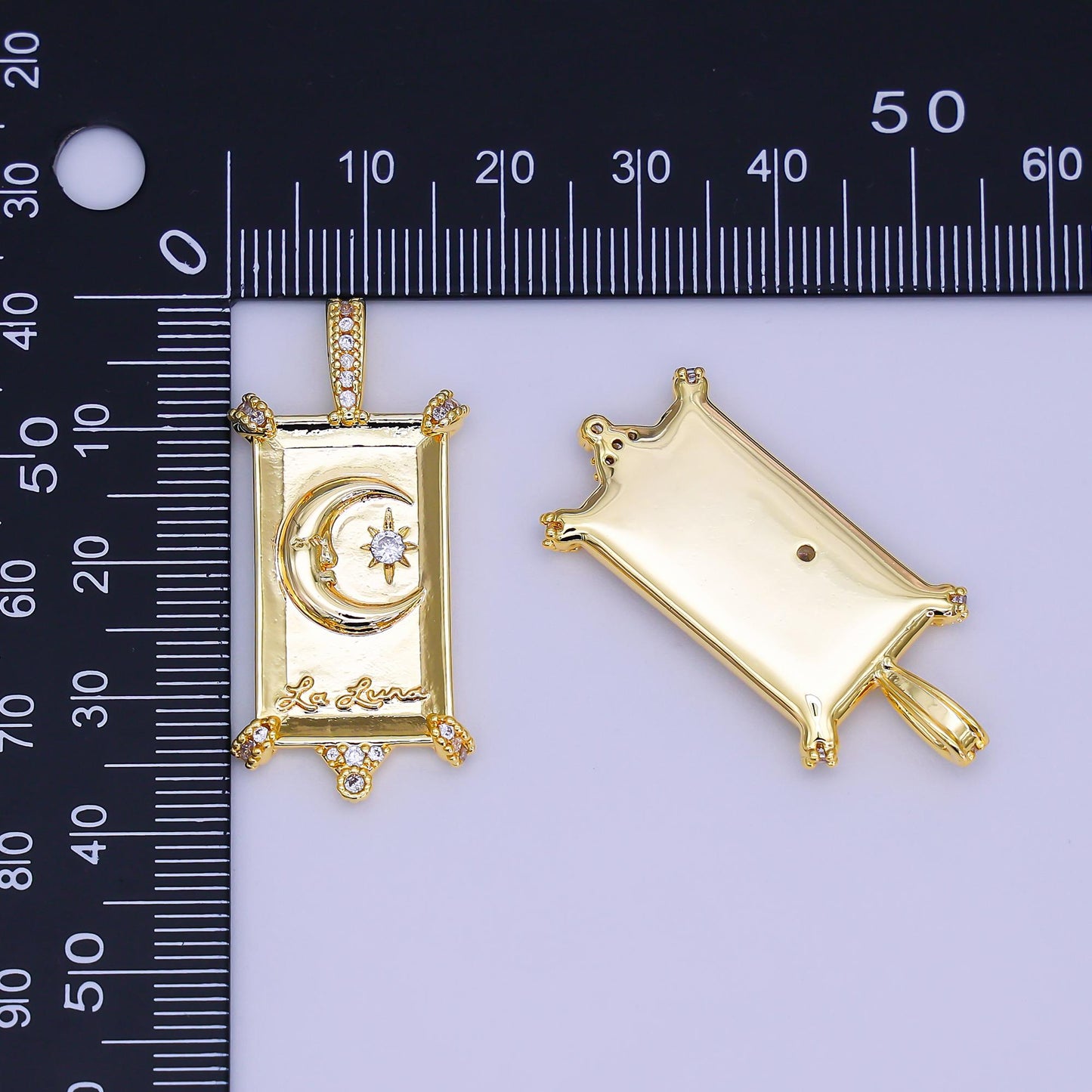 24K Gold Filled Celestial La Luna Charm Loteria Card Pendant for Necklace Bracelet Supply Jewelry Making AH-404