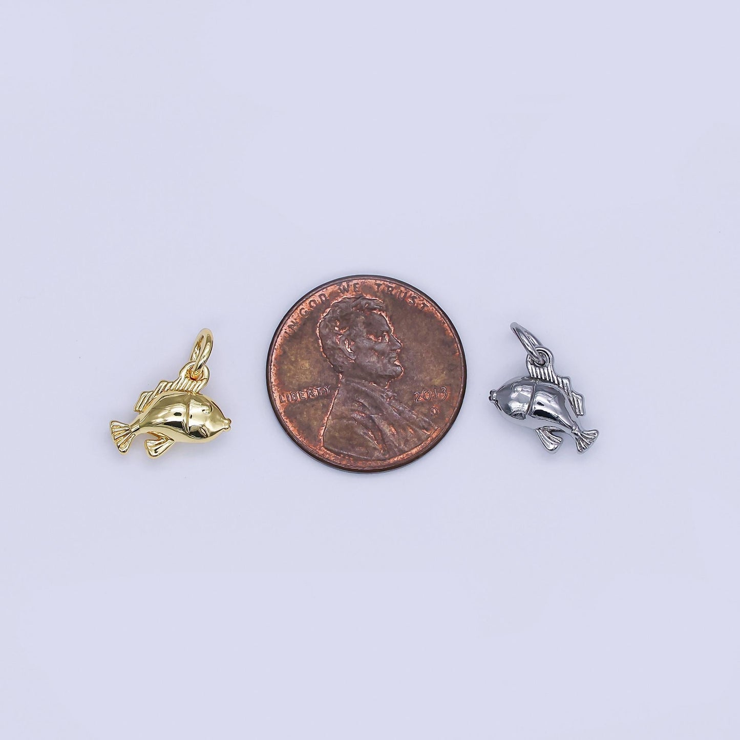 Tiny 18K Gold Filled Sea Bass Fish in Gold & Silver Ocean Under the Sea Jewelry Inspired | N-891