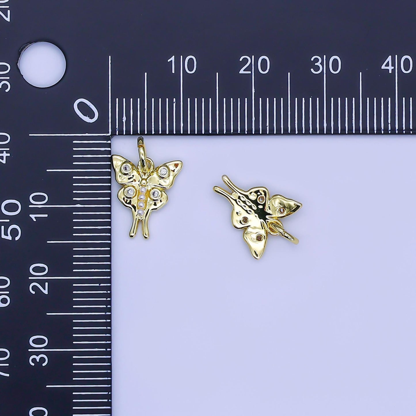 Mini Gold butterfly pendant with cz charm C-571