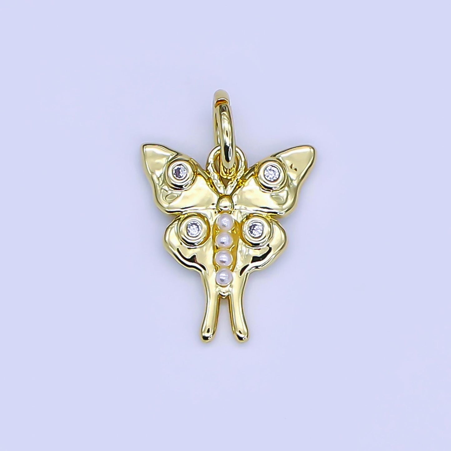 Mini Gold butterfly pendant with cz charm C-571