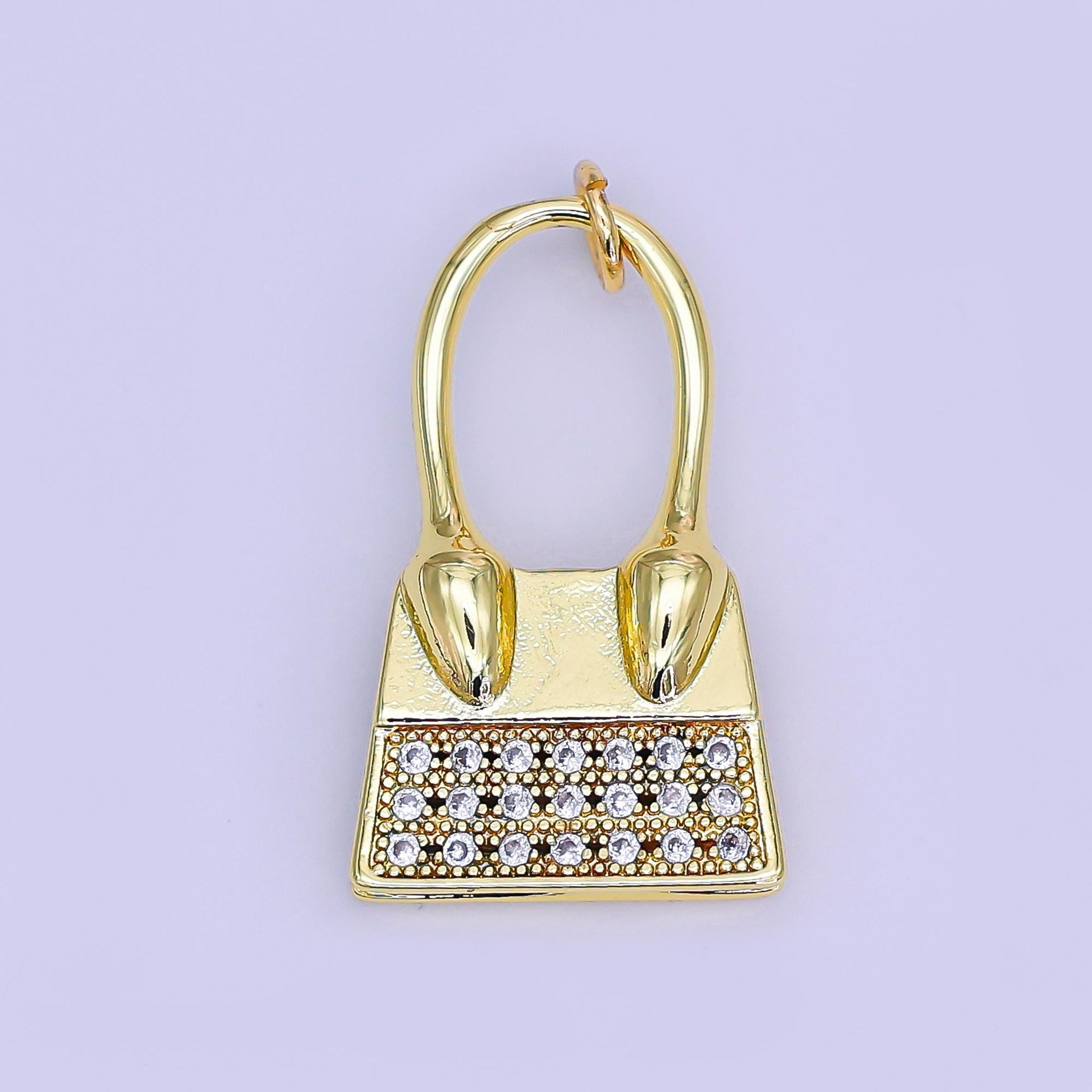 24k gold Filled dainty Shoulder purse bag with Clear Cz pendant for bracelet necklace component | AJ-288