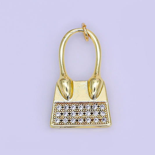 24k gold Filled dainty Shoulder purse bag with Clear Cz pendant for bracelet necklace component | AJ-288