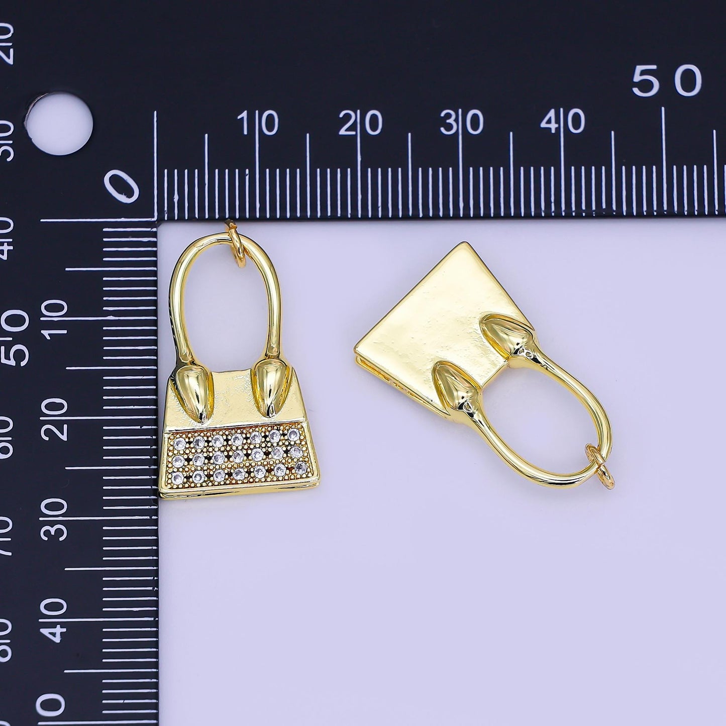 24k gold Filled dainty Shoulder purse bag with Clear Cz pendant for bracelet necklace component | AJ-288