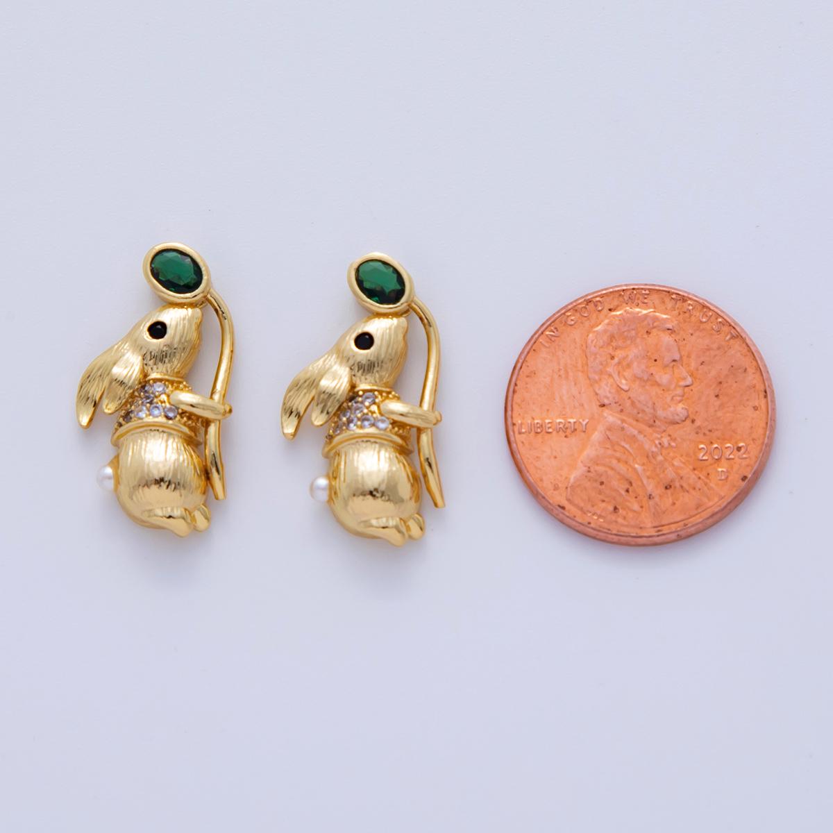 Gold filled small rabbit charm tiny bunny pendant for kids jewelry necklace bracelet earring supply AF-340