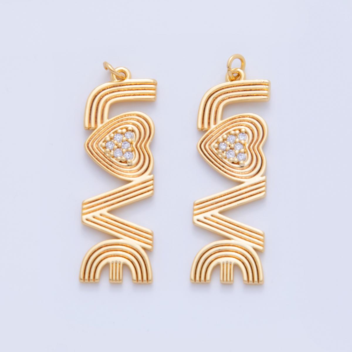 Dainty LOVE charm 18k gold filled Groovy Love script Pendant for Retro Necklace bracelet Component | AF-336