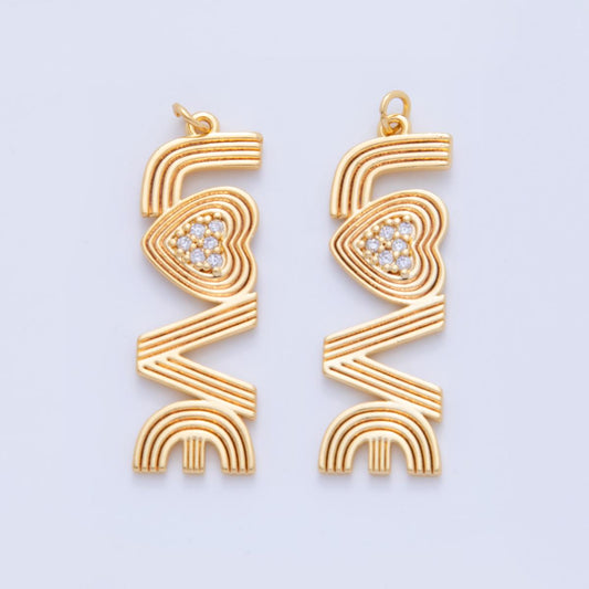 Dainty LOVE charm 18k gold filled Groovy Love script Pendant for Retro Necklace bracelet Component | AF-336
