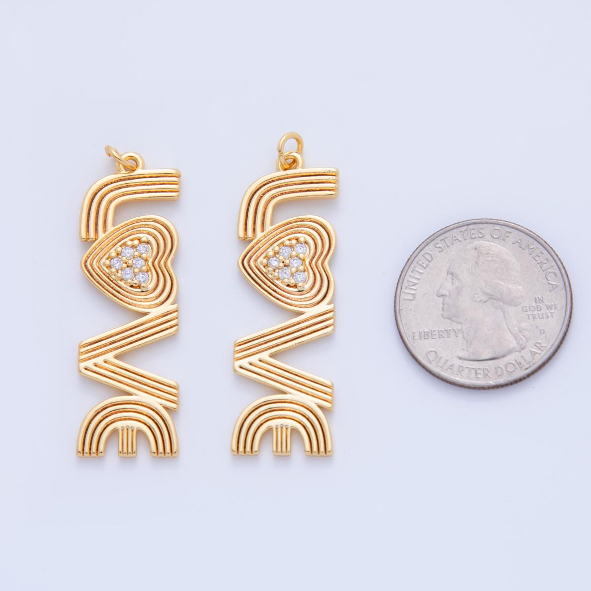 Dainty LOVE charm 18k gold filled Groovy Love script Pendant for Retro Necklace bracelet Component | AF-336