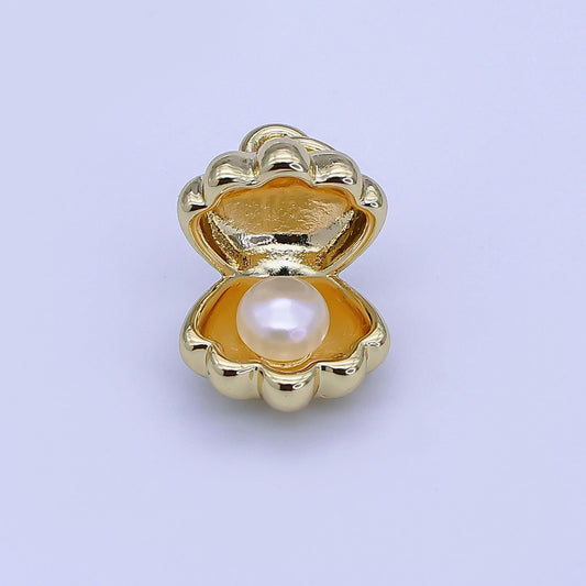 Tiny Clam Pearl Shell Charm for Bracelet Necklace Earring Component White Shell Pearl Clam Shell Under The Sea pendant Inspired Jewelry D167