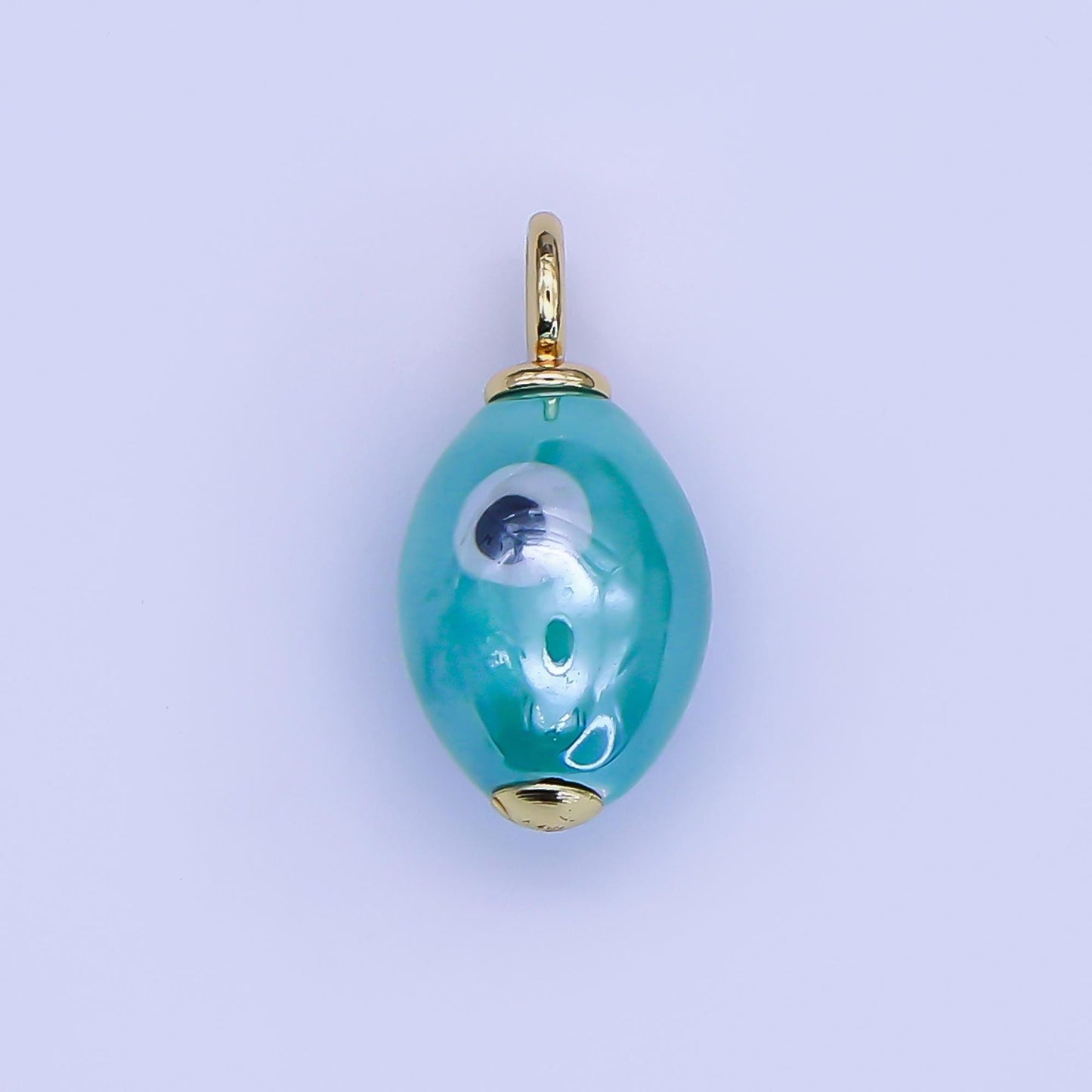 24K Gold Filled Blue, White, Green, Yellow Evil Eye Sphere Ceramic Drop Pendant | C587 C661