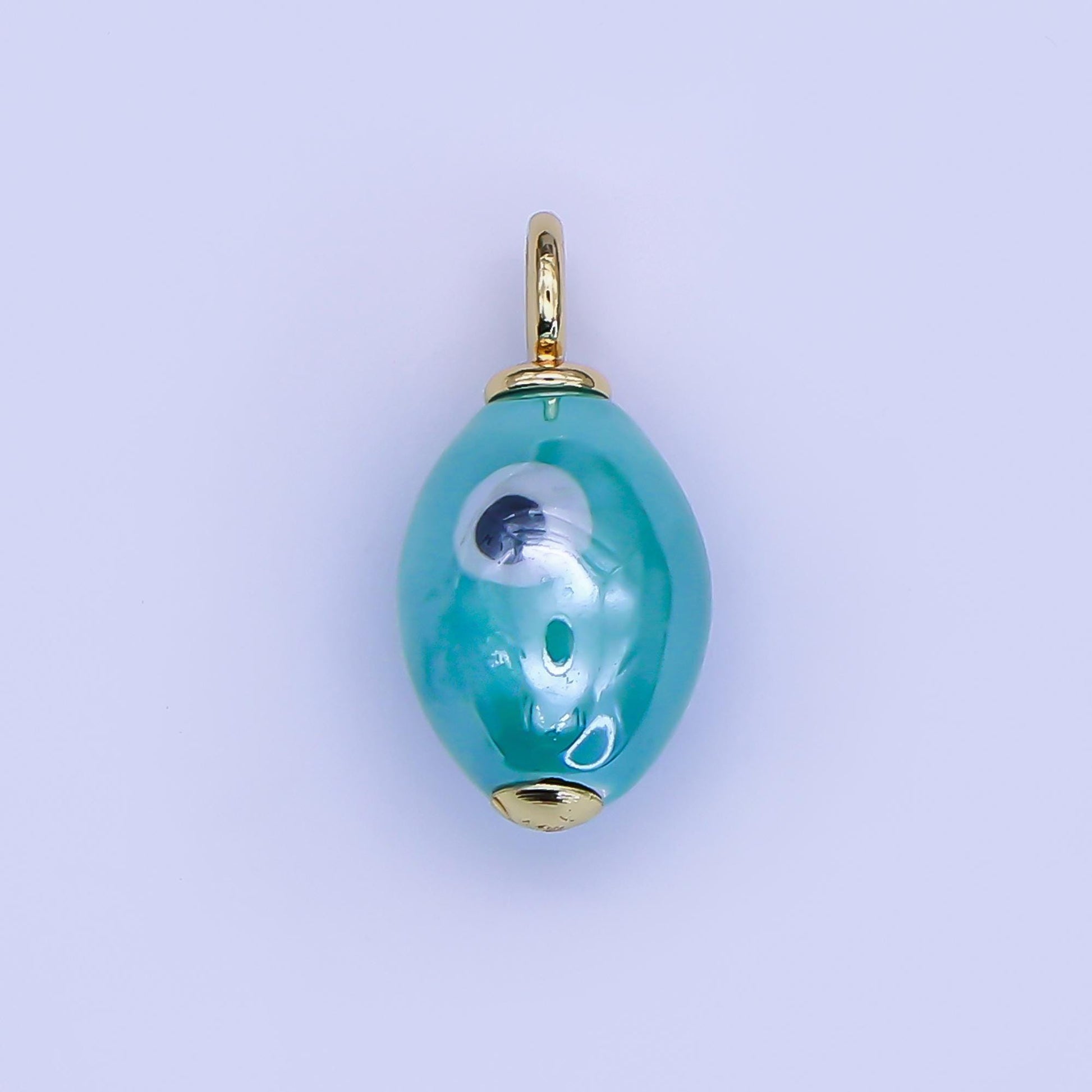 24K Gold Filled Blue, White, Green, Yellow Evil Eye Sphere Ceramic Drop Pendant | C587 C661