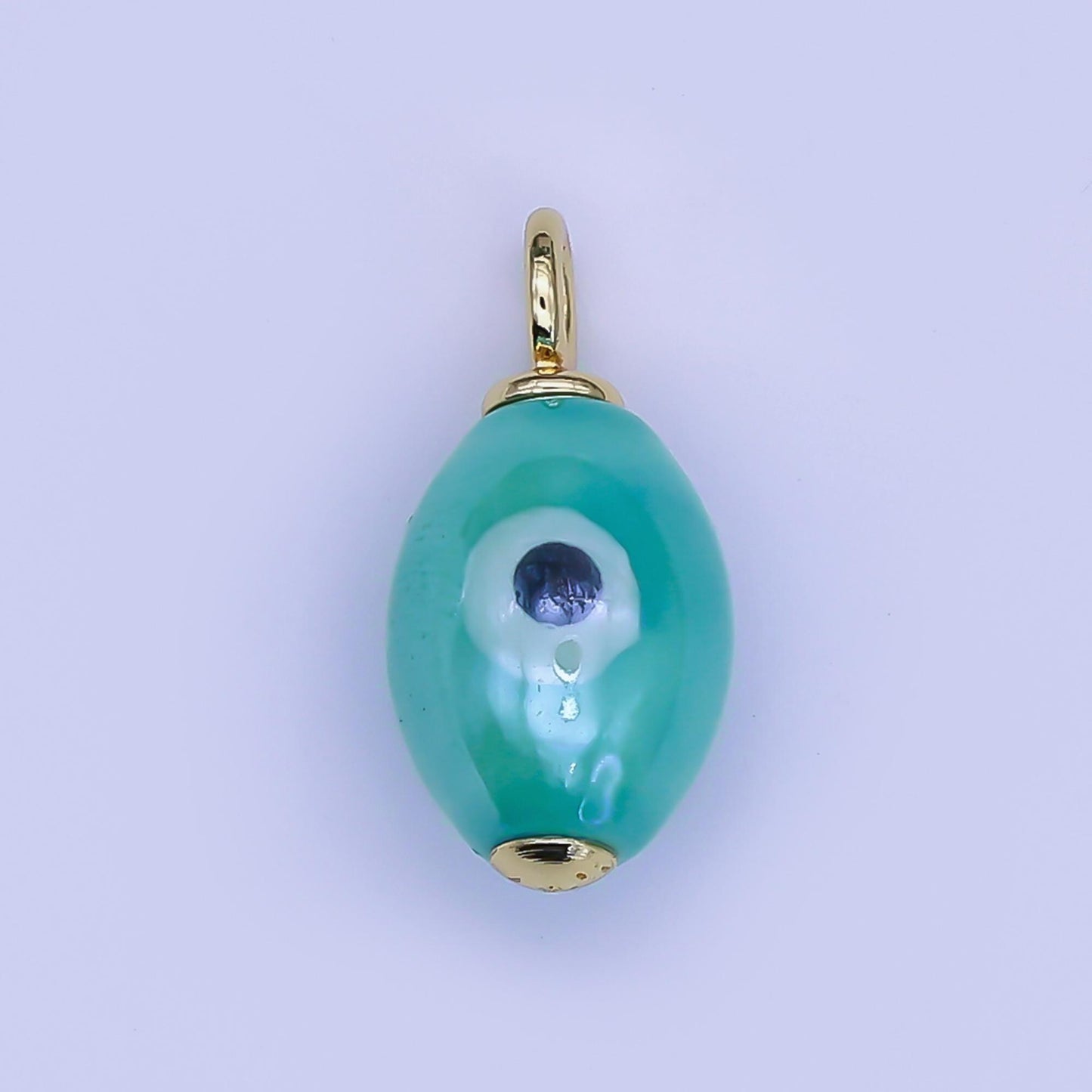 24K Gold Filled Blue, White, Green, Yellow Evil Eye Sphere Ceramic Drop Pendant | C587 C661