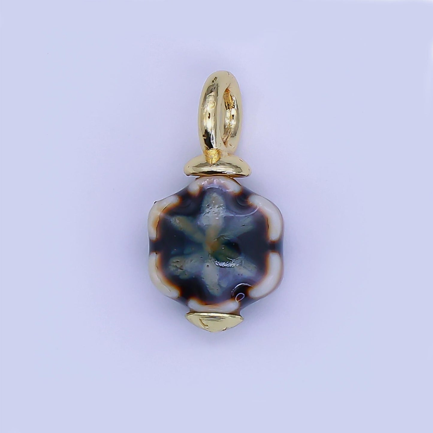 24K Gold Filled Flower Ceramic Drop Pendant Charm Vintage Porcelain Charm | E314 - E320
