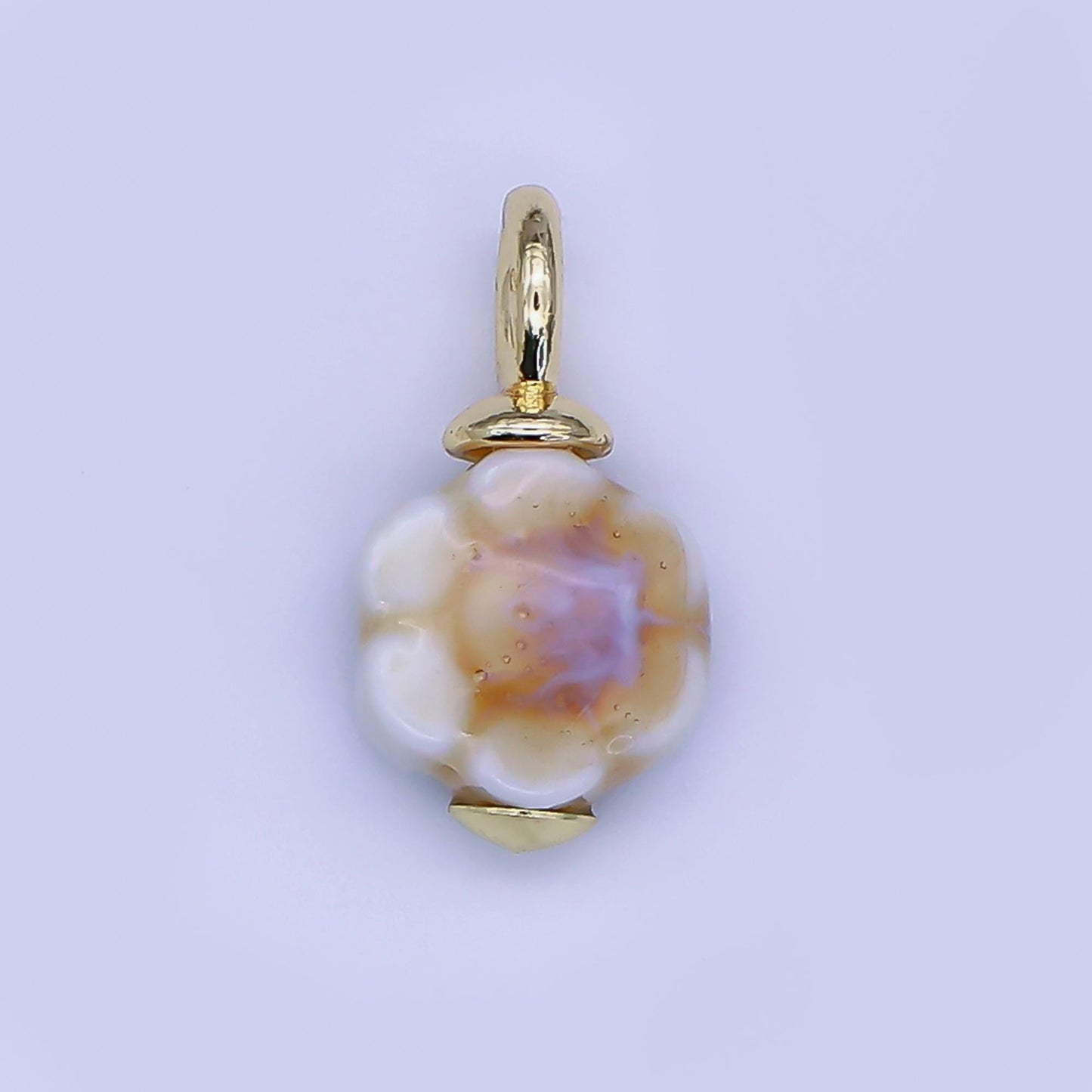 24K Gold Filled Flower Ceramic Drop Pendant Charm Vintage Porcelain Charm | E314 - E320