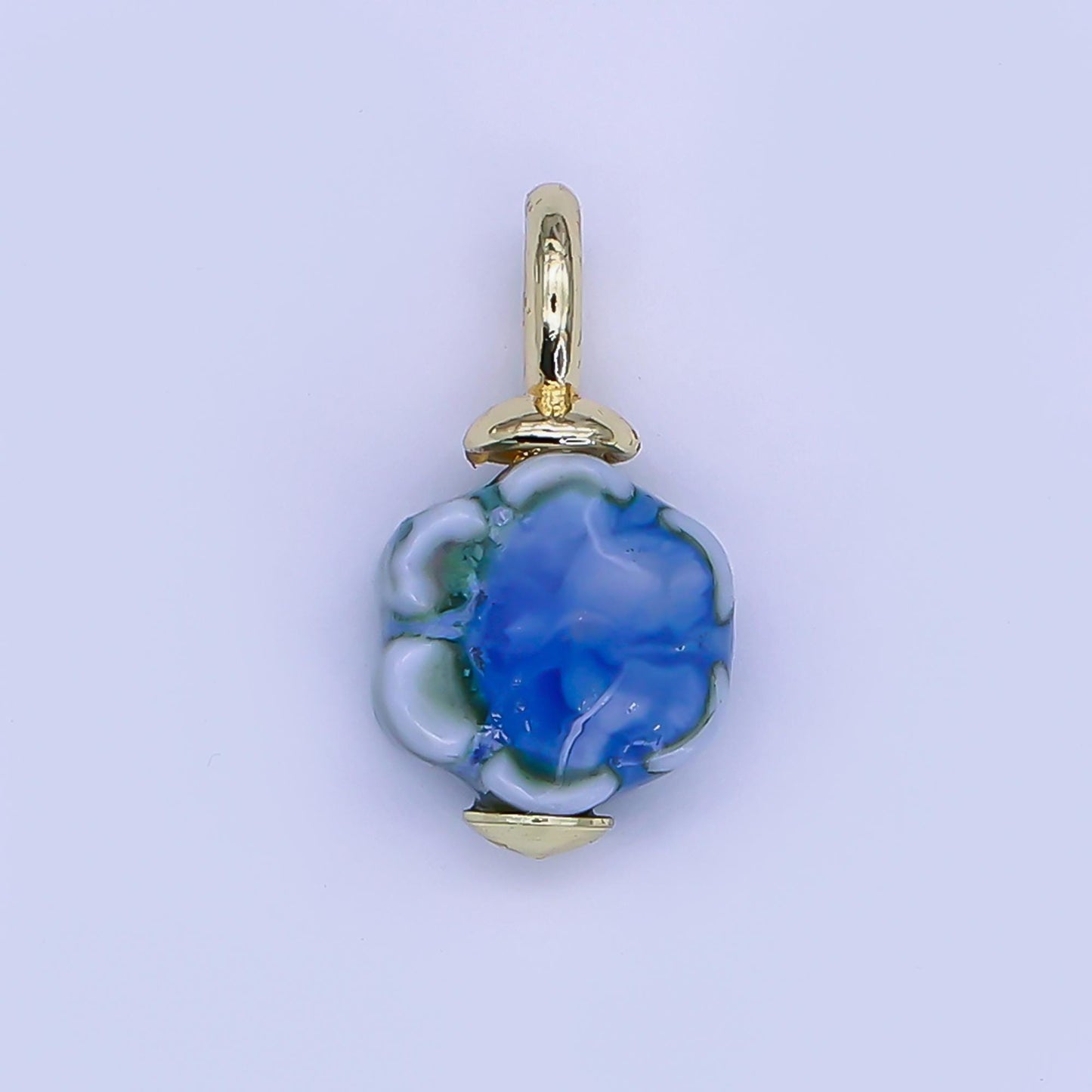 24K Gold Filled Flower Ceramic Drop Pendant Charm Vintage Porcelain Charm | E314 - E320