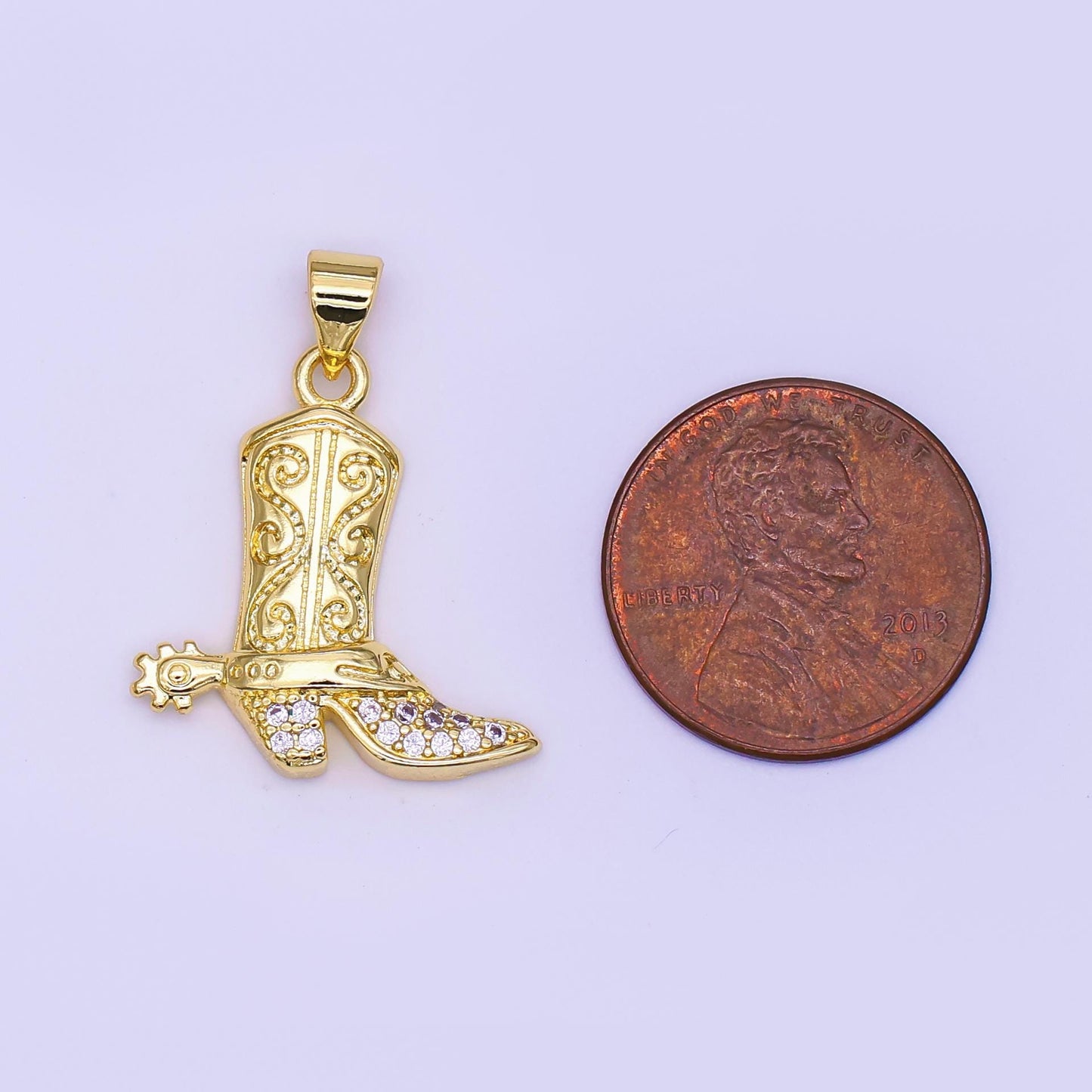 24k gold filled Cowboy Boot charm Micro Pave CZ Dainty Shoes necklace bracelet pendant diy jewelry findings AH-468