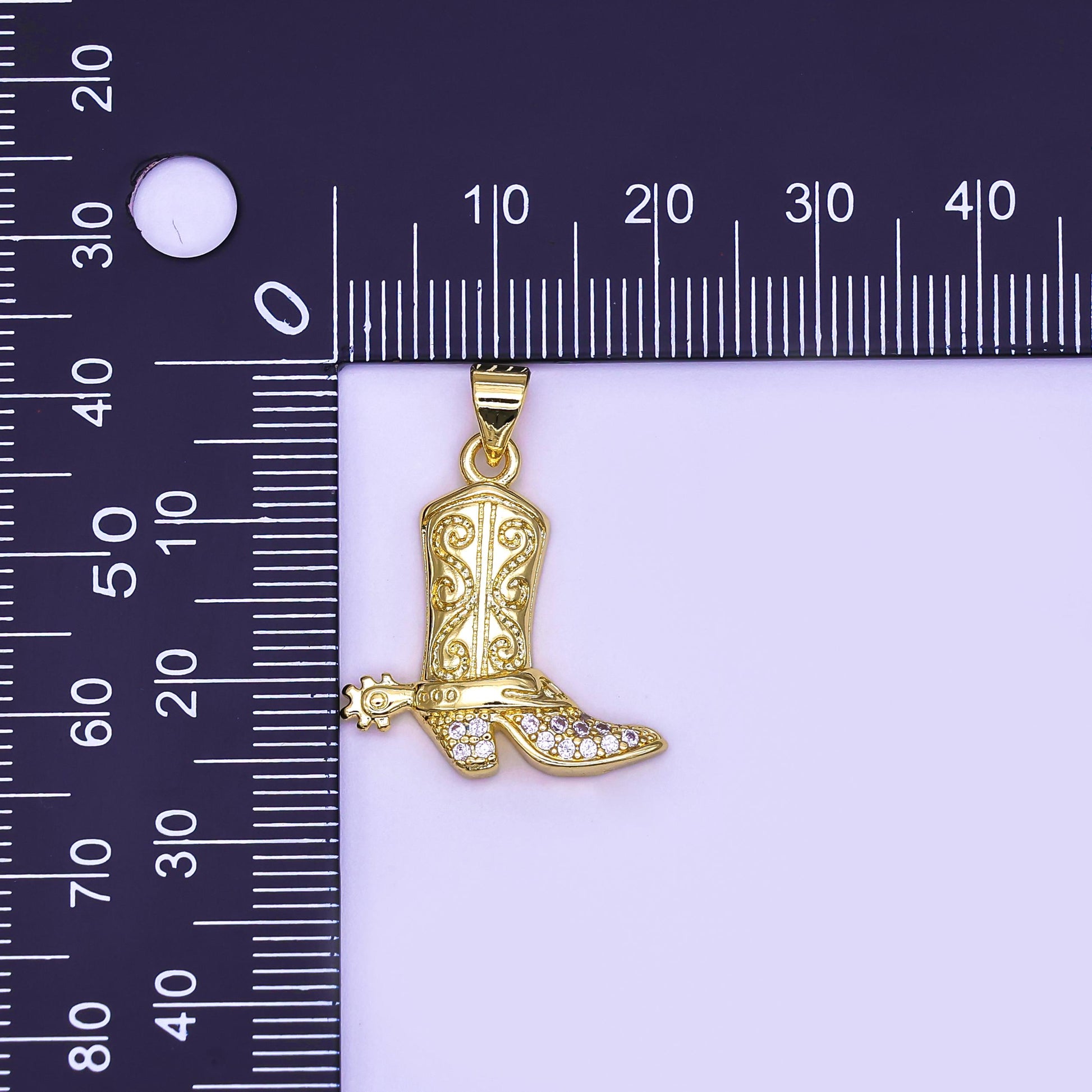 24k gold filled Cowboy Boot charm Micro Pave CZ Dainty Shoes necklace bracelet pendant diy jewelry findings AH-468