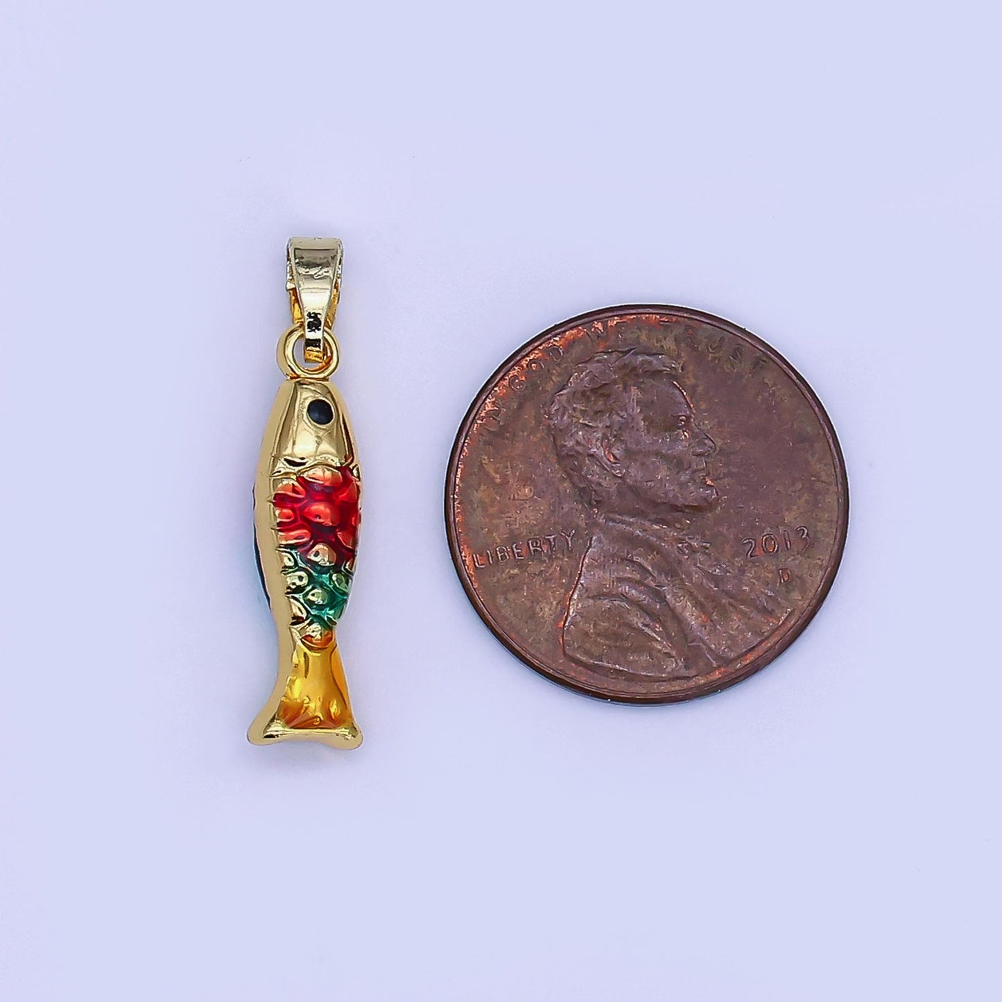 Mini Colorful Gold fish Charms 24K Gold Filled Baby fish Pendant, fish Charm Bracelet Necklace for DIY Jewelry Making Supply AH-495