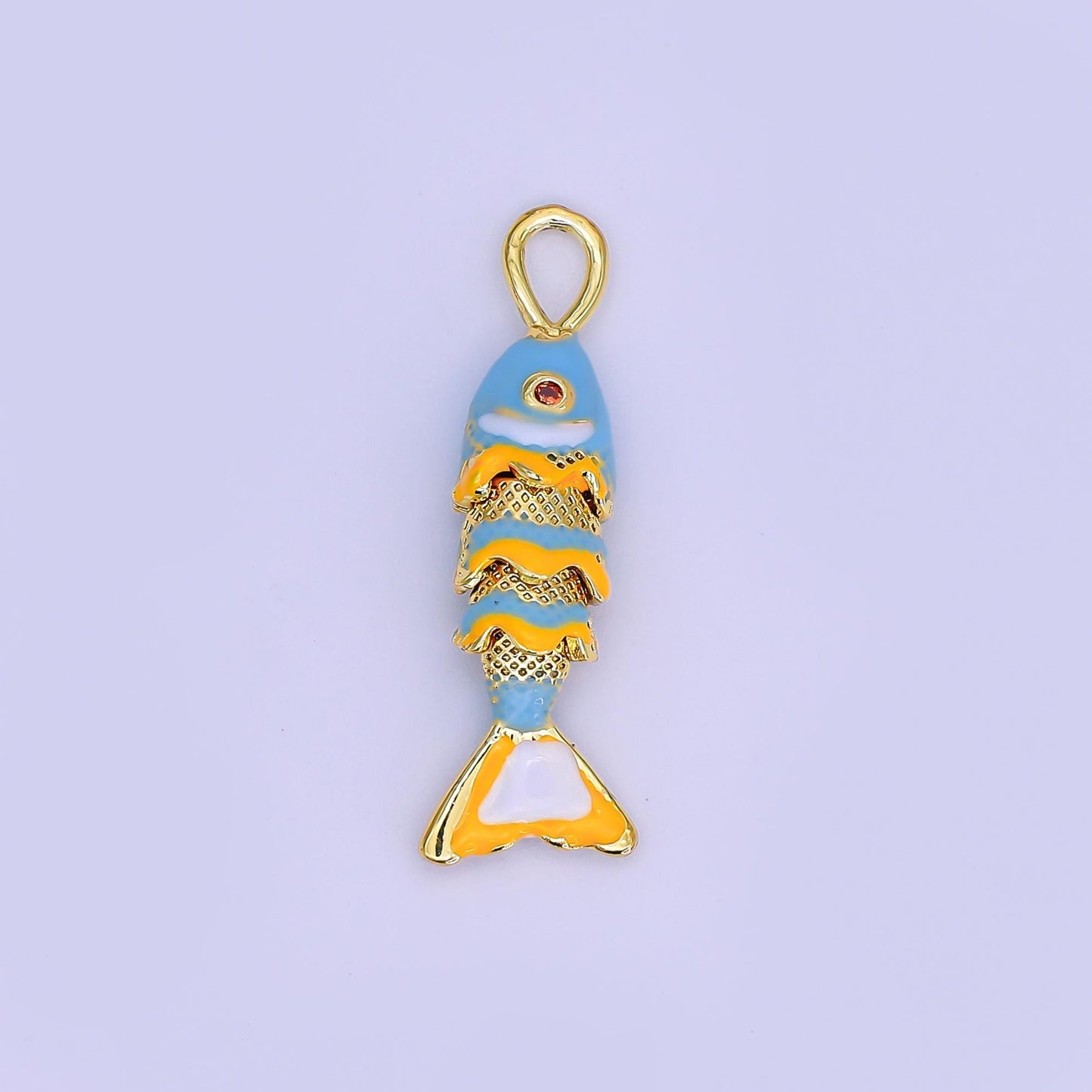 Colorful Enamel 3d movable fish 24k gold filled pendant gold fish charm for necklace fish lover gift AH-492