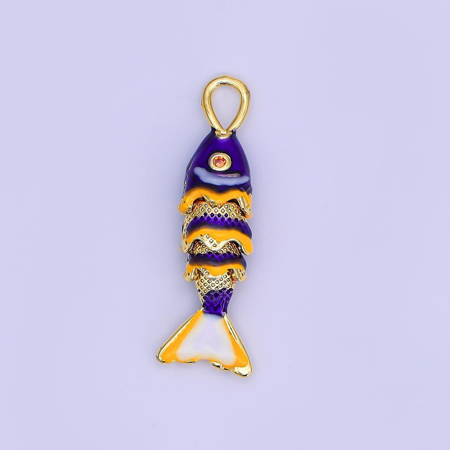 Colorful Enamel 3d movable fish 24k gold filled pendant gold fish charm for necklace fish lover gift AH-492