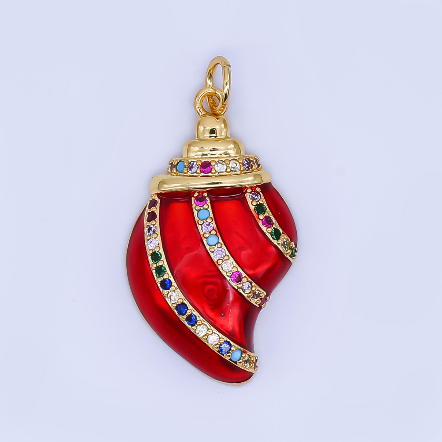 Colorful Enamel 14K Gold Filled 15mm Ocean Clam Sea Shell Add-On Charm in Gold | AF528