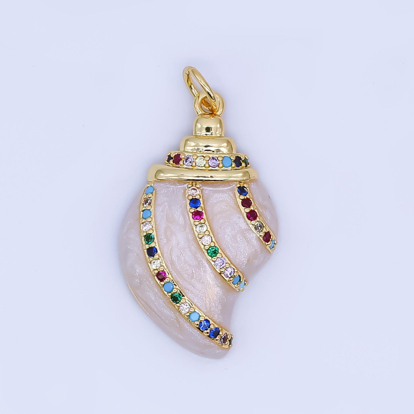 Colorful Enamel 14K Gold Filled 15mm Ocean Clam Sea Shell Add-On Charm in Gold | AF528