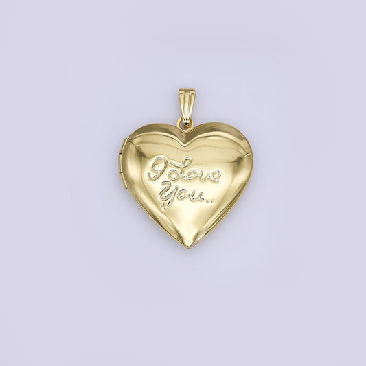 Minimalist I love You Heart Locket Pendants Photo Locket Charm for Necklace bracelet in 24k gold filled Supply AH-687