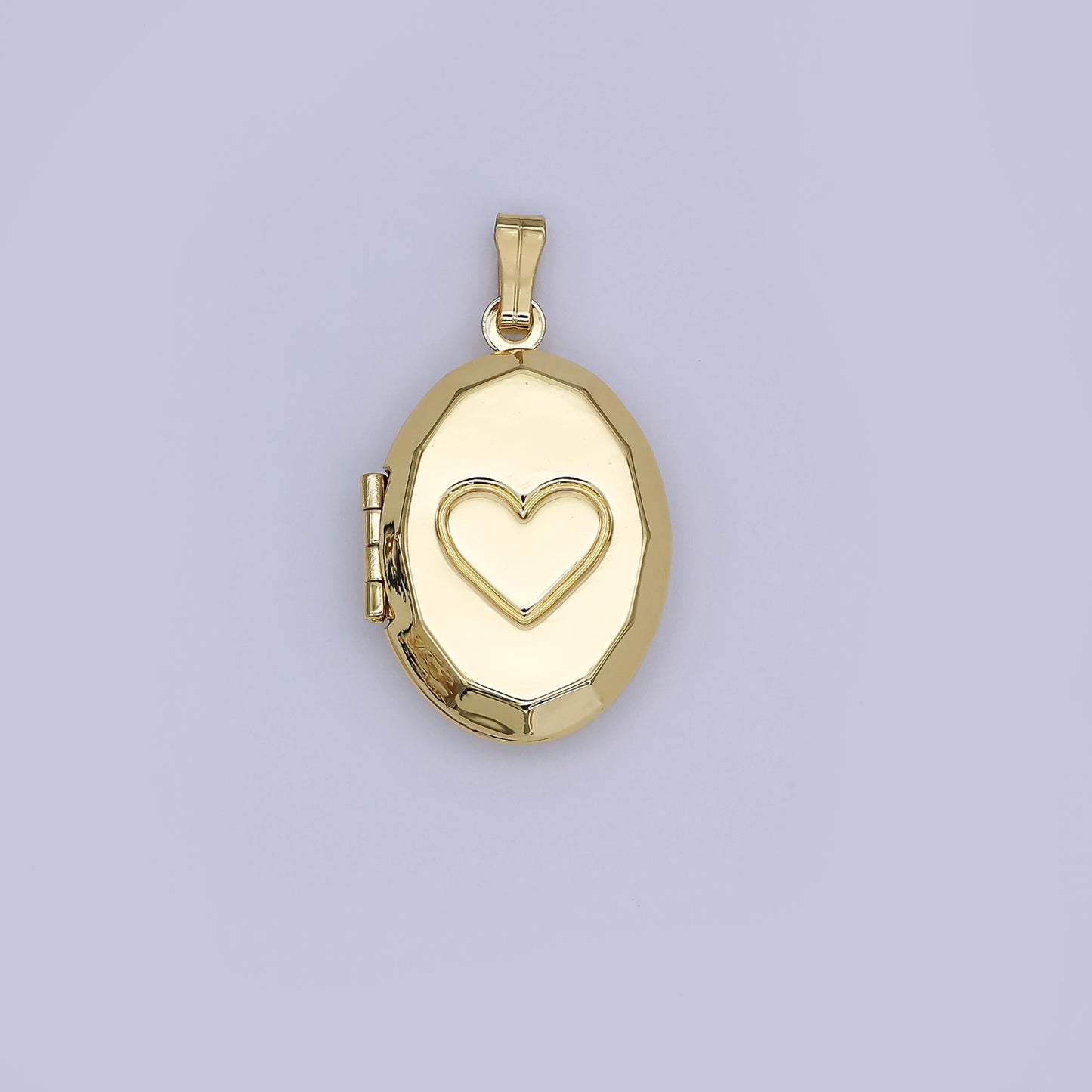 Minimalist Oval Locket Pendants Mini Heart Locket Charm for Necklace bracelet in 24k gold filled Supply AH-489