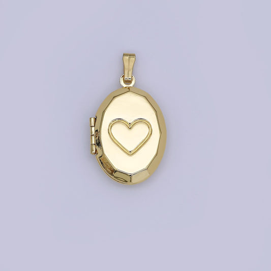 Minimalist Oval Locket Pendants Mini Heart Locket Charm for Necklace bracelet in 24k gold filled Supply AH-489