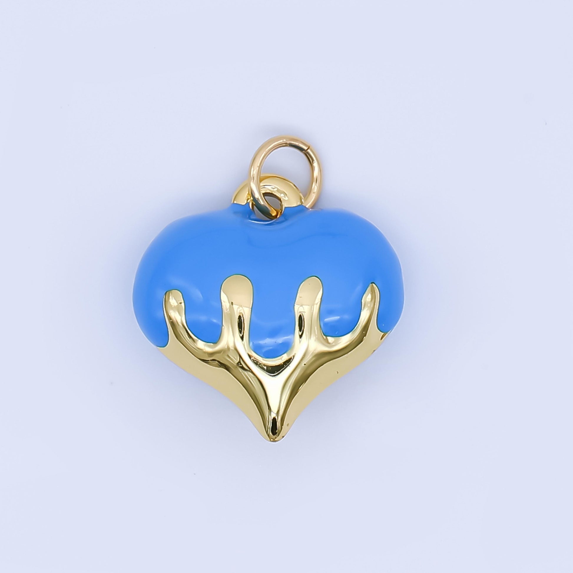 Dainty Enamel Gold Dripping Heart Pendant Melted Pink Heart Charm for Necklace Bracelet Earring Supply AJ-426