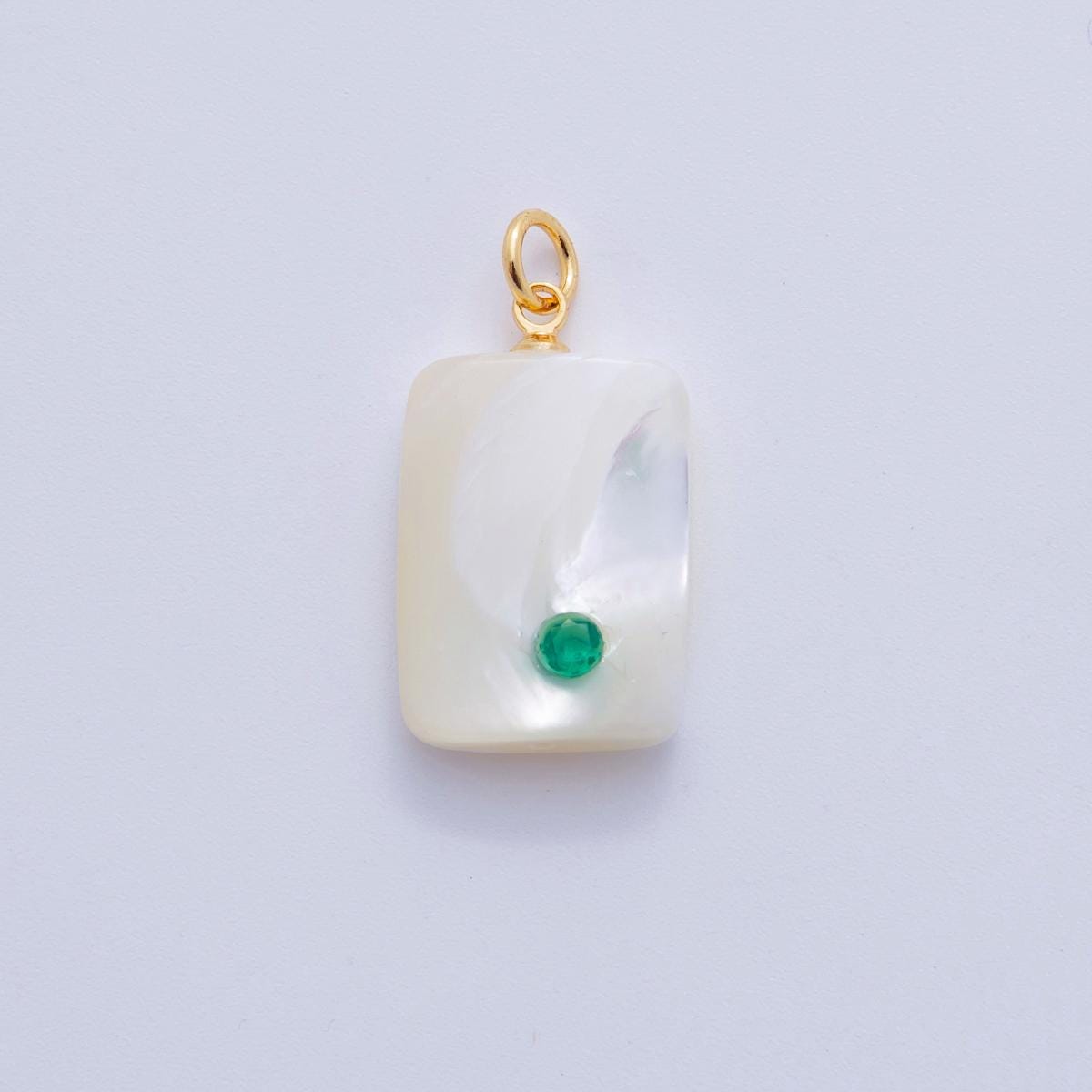 Mini White Tag Shell pearl charms white pearl Blue CZ pendants dainty charm necklace pendant 14 mm pearl drop with bail X-643
