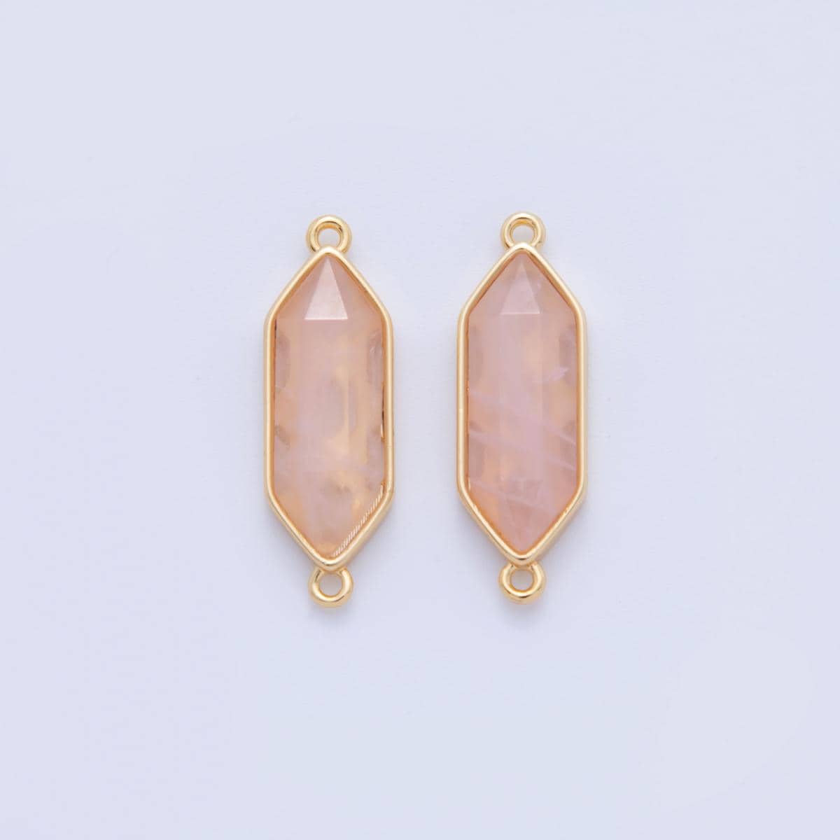 18K Gold Filled Natural Faceted Gemstone Hexagon Charm Connector for Bracelet Necklace Component | Y035 - Y044